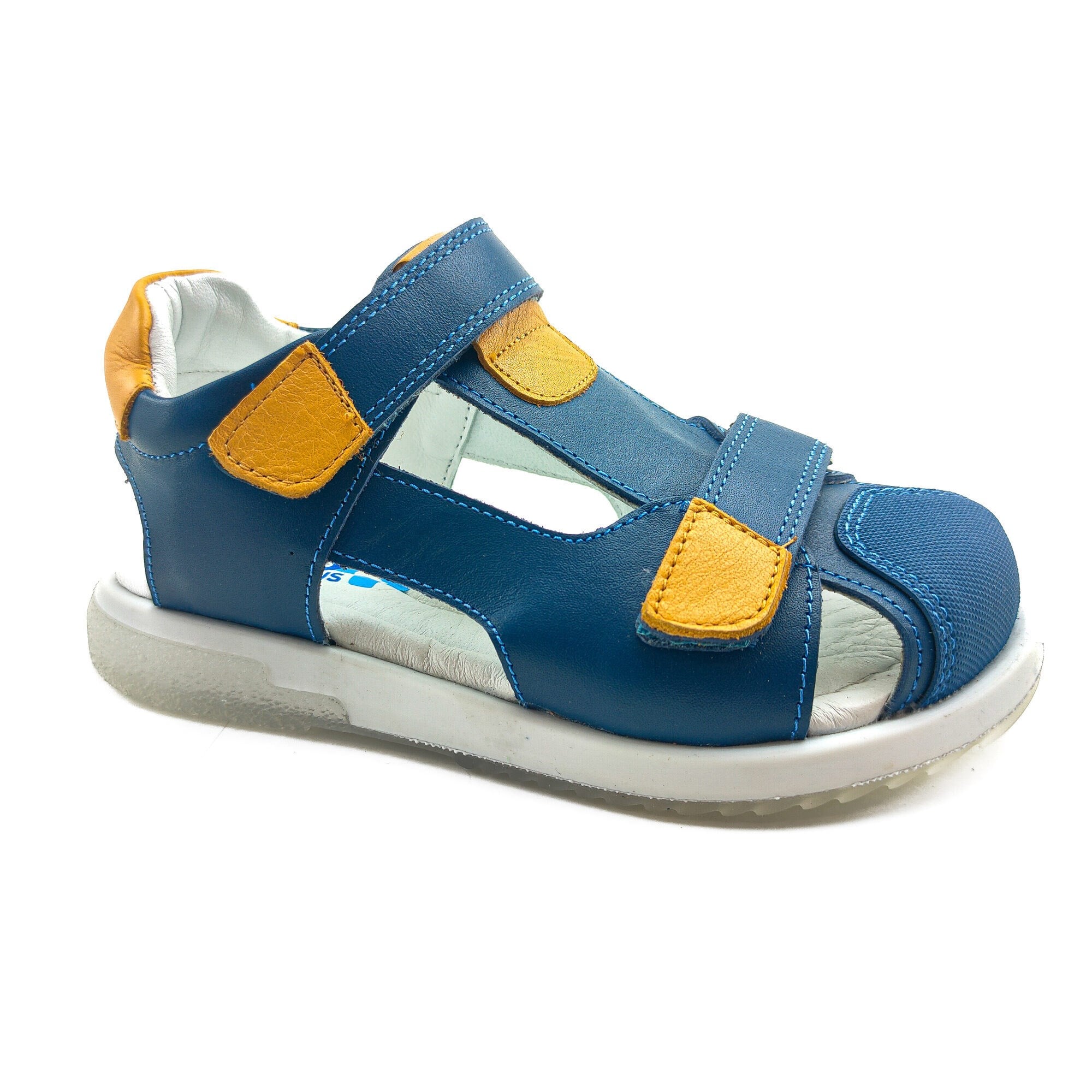 Ortoplus Deri Ortopedik Çocuk Sandalet F OZ600 SAX MAVİ - TURUNCU - OrtoPlus