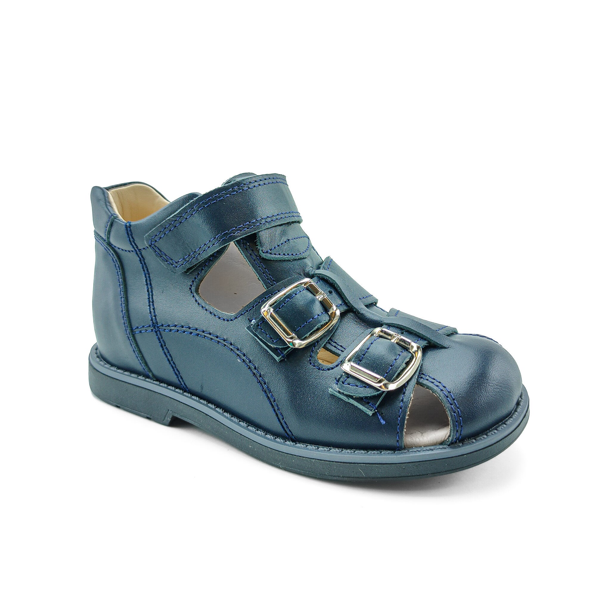Ortoplus Deri Ortopedik Çocuk Sandalet F C646-1 LACİVERT - OrtoPlus