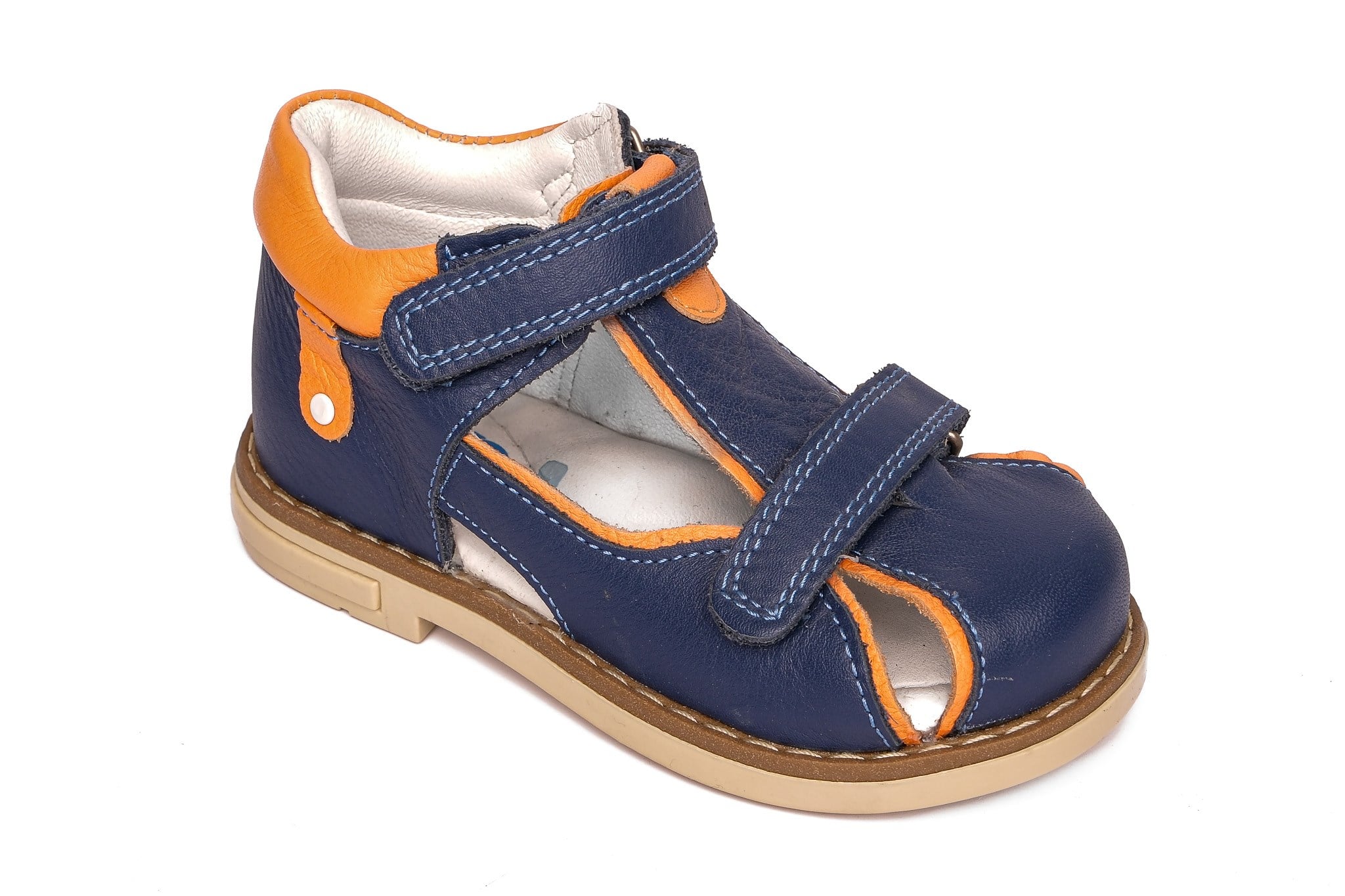 Ortoplus Deri Ortopedik Çocuk Sandalet P OZ502 SAX MAVİ - OrtoPlus