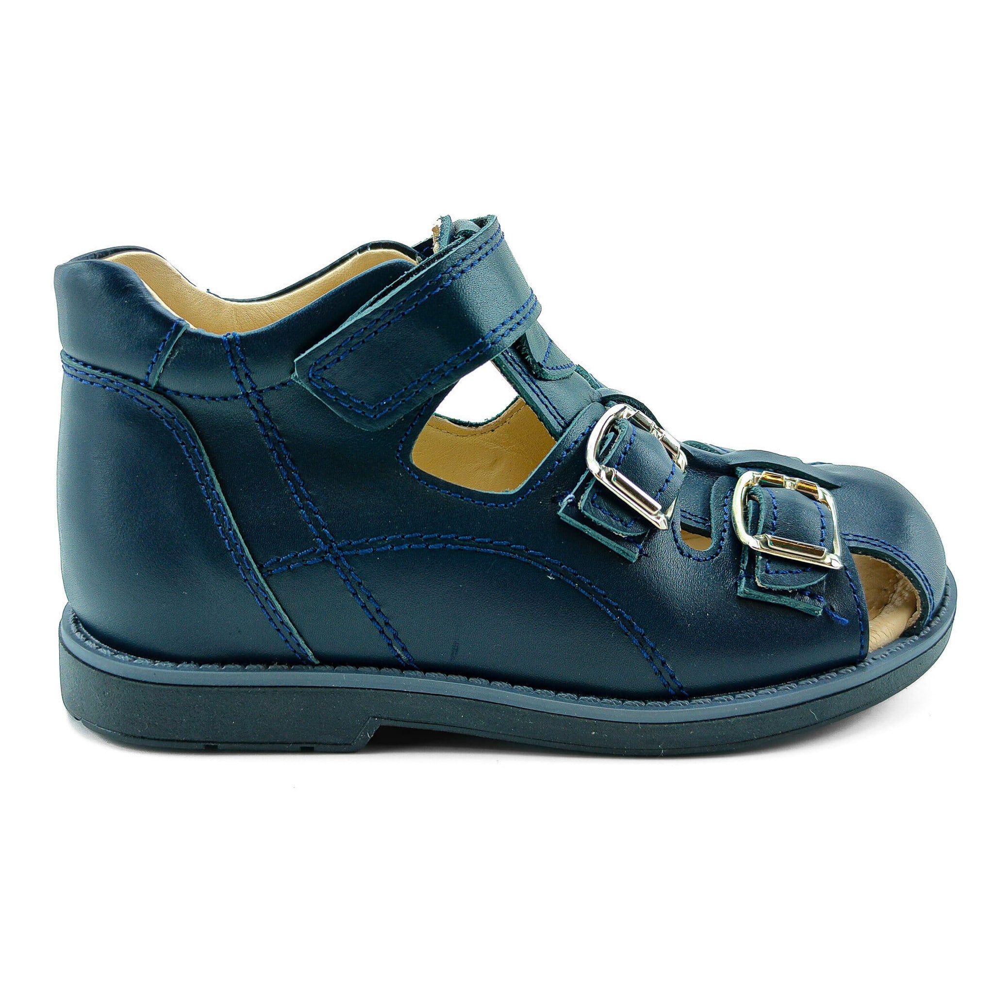 Ortoplus Deri Ortopedik Çocuk Sandalet F C646-1 LACİVERT - OrtoPlus