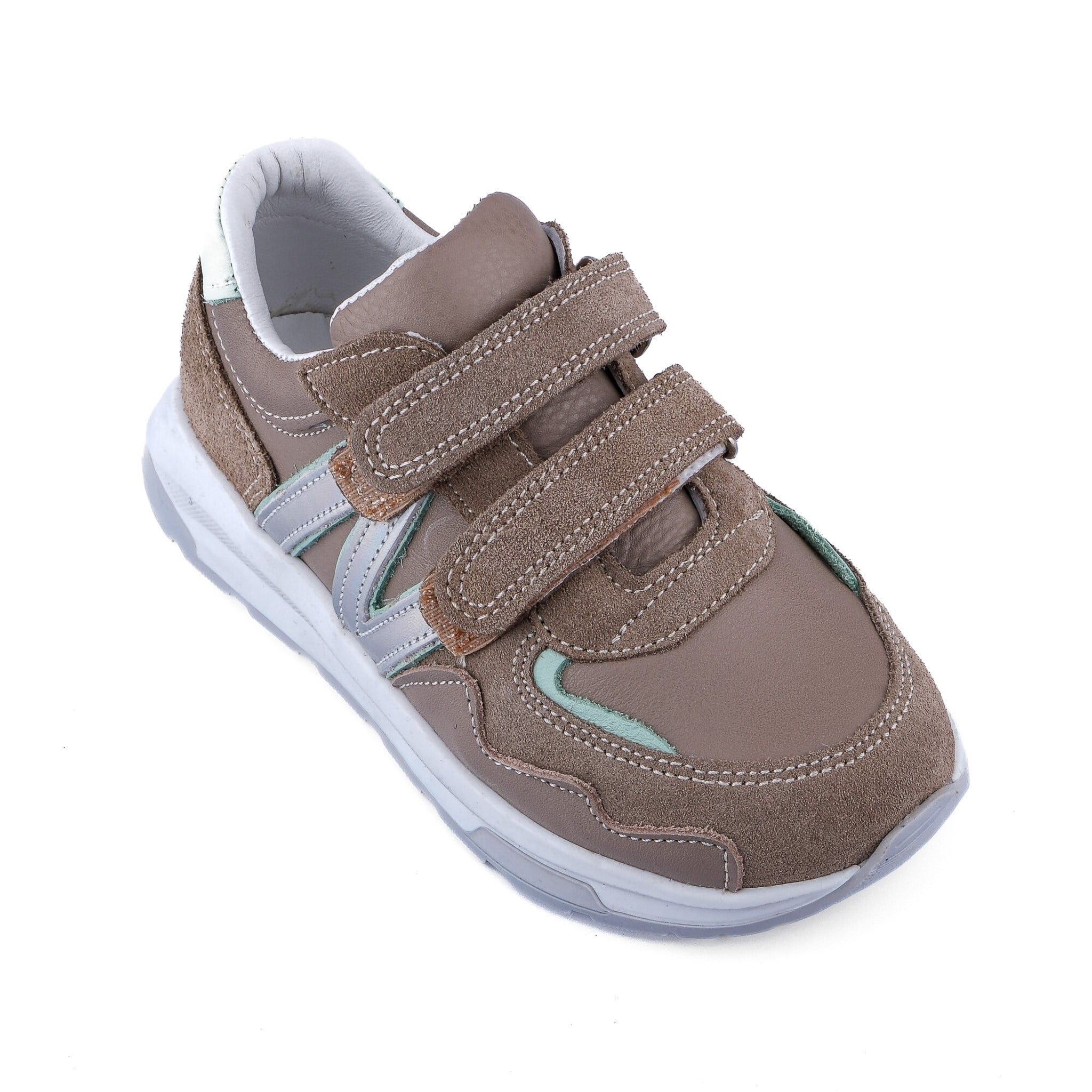 Ortoplus Deri Ortopedik Çocuk Spor Ayakkabı P OZ352 PUDRA - VİZON - OrtoPlus