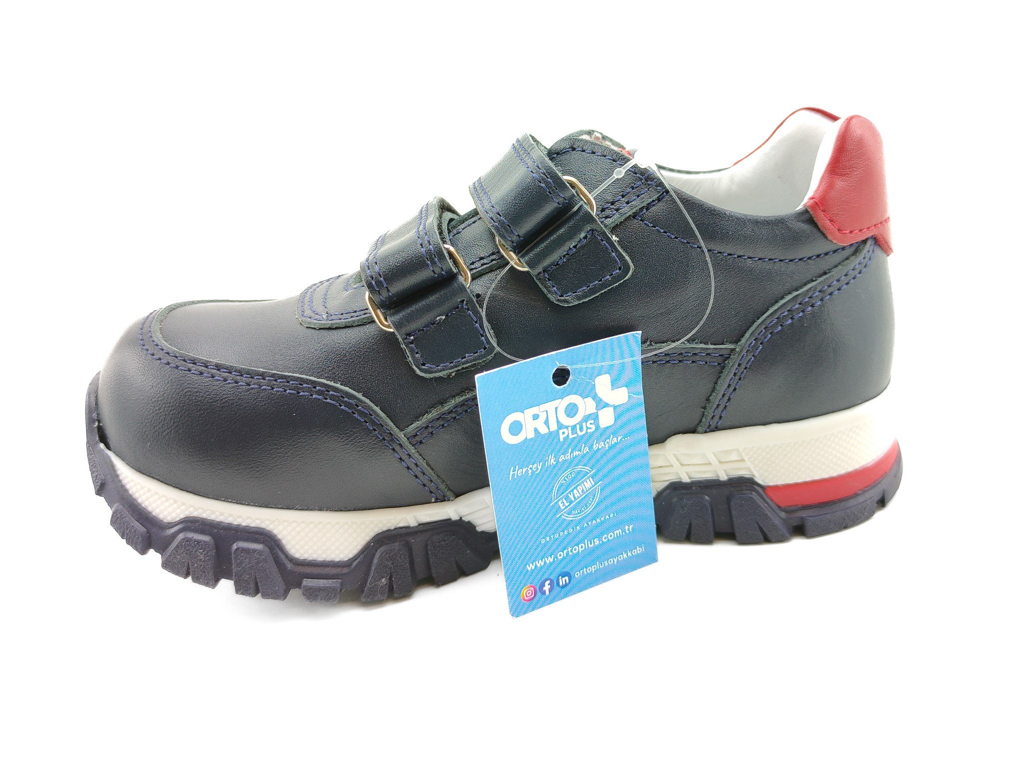 Ortoplus Deri Ortopedik Çocuk Spor Ayakkabı F C221-1 LACİ-KIRMIZI - OrtoPlus