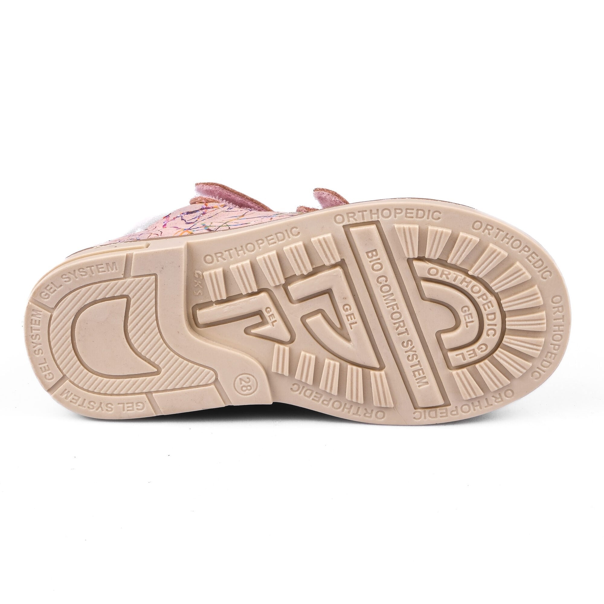 Ortoplus Deri Ortopedik Çocuk Spor Sandalet  P OZ503 PUDRA SİMLİ - OrtoPlus