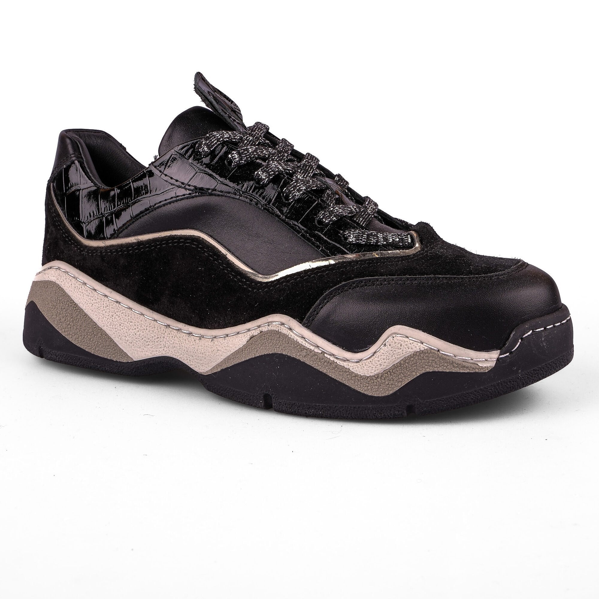 Ortoplus Deri Ortopedik Kadın Sneaker Ayakkabı ET3248 SİYAH - OrtoPlus