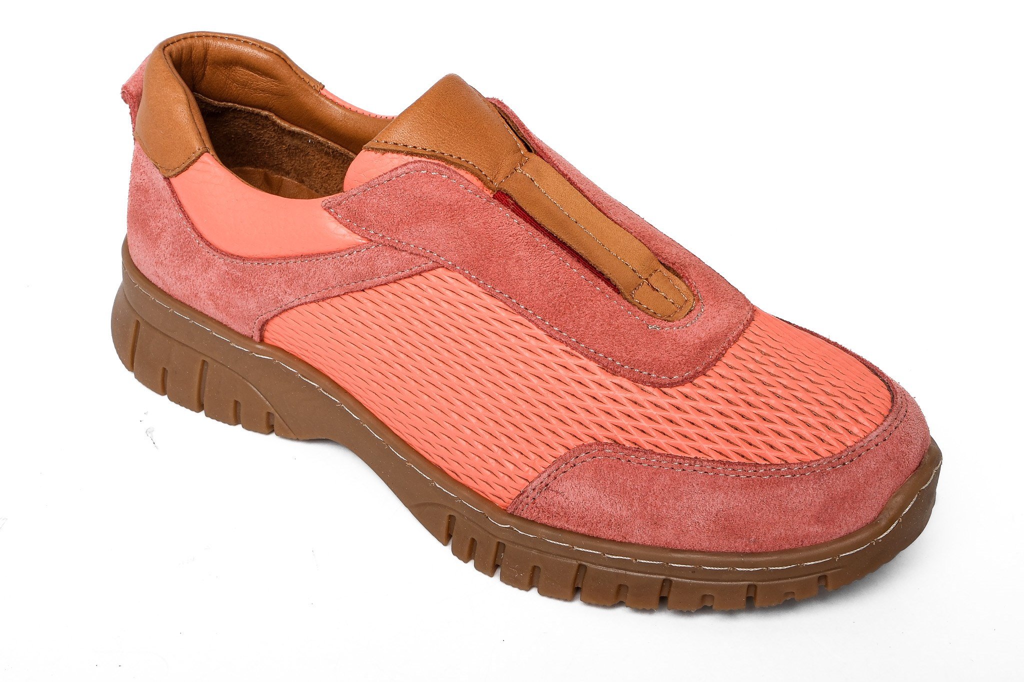 Ortoplus Deri Ortopedik Kadın Sneaker Ayakkabı ND26066 PEMBE - OrtoPlus