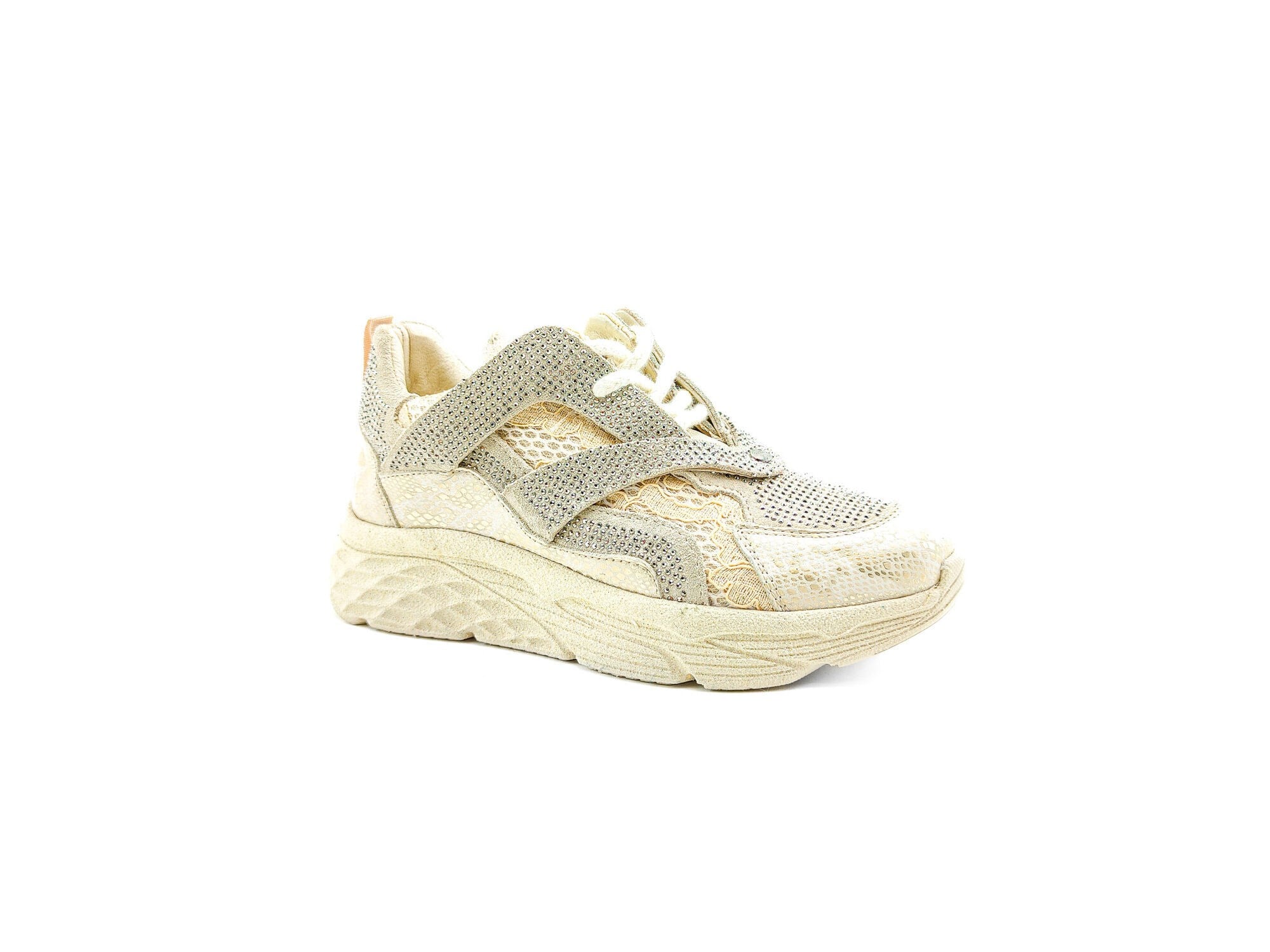 Ortoplus Deri Ortopedik Kadın Sneaker Ayakkabı Taşlı ET3242 ALTIN SİMLİ - OrtoPlus