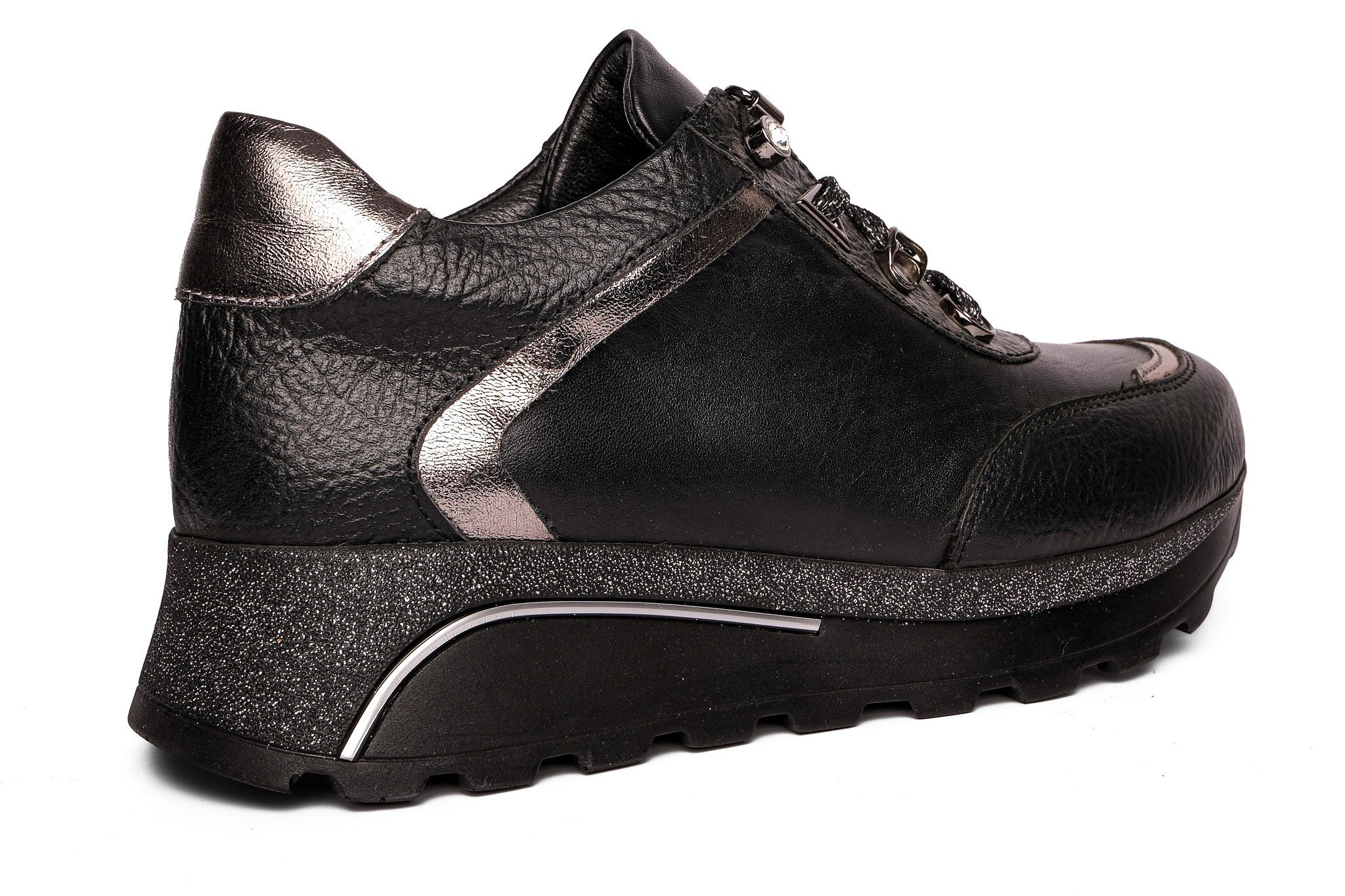 Ortoplus Deri Ortopedik Kadın Sneaker Ayakkabı ET3308 SİYAH - OrtoPlus