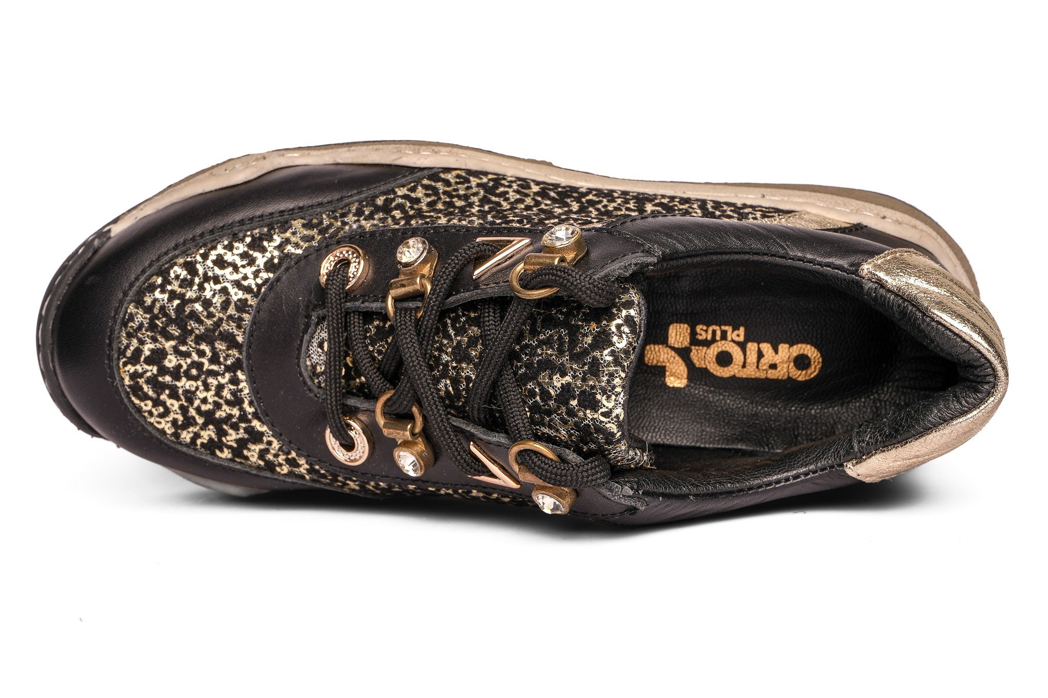 Ortoplus Deri Ortopedik Kadın Sneaker Ayakkabı ET3308 SİYAH LEOPAR - OrtoPlus