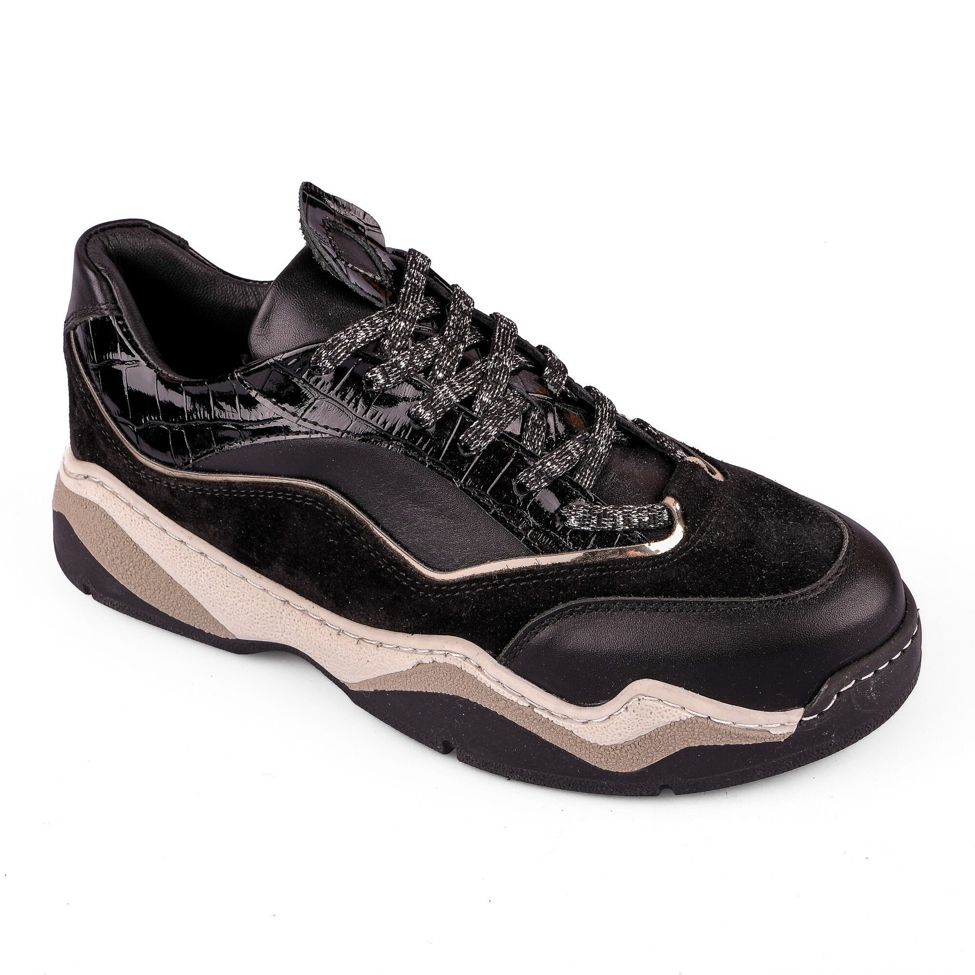 Ortoplus Deri Ortopedik Kadın Sneaker Ayakkabı ET3248 SİYAH - OrtoPlus