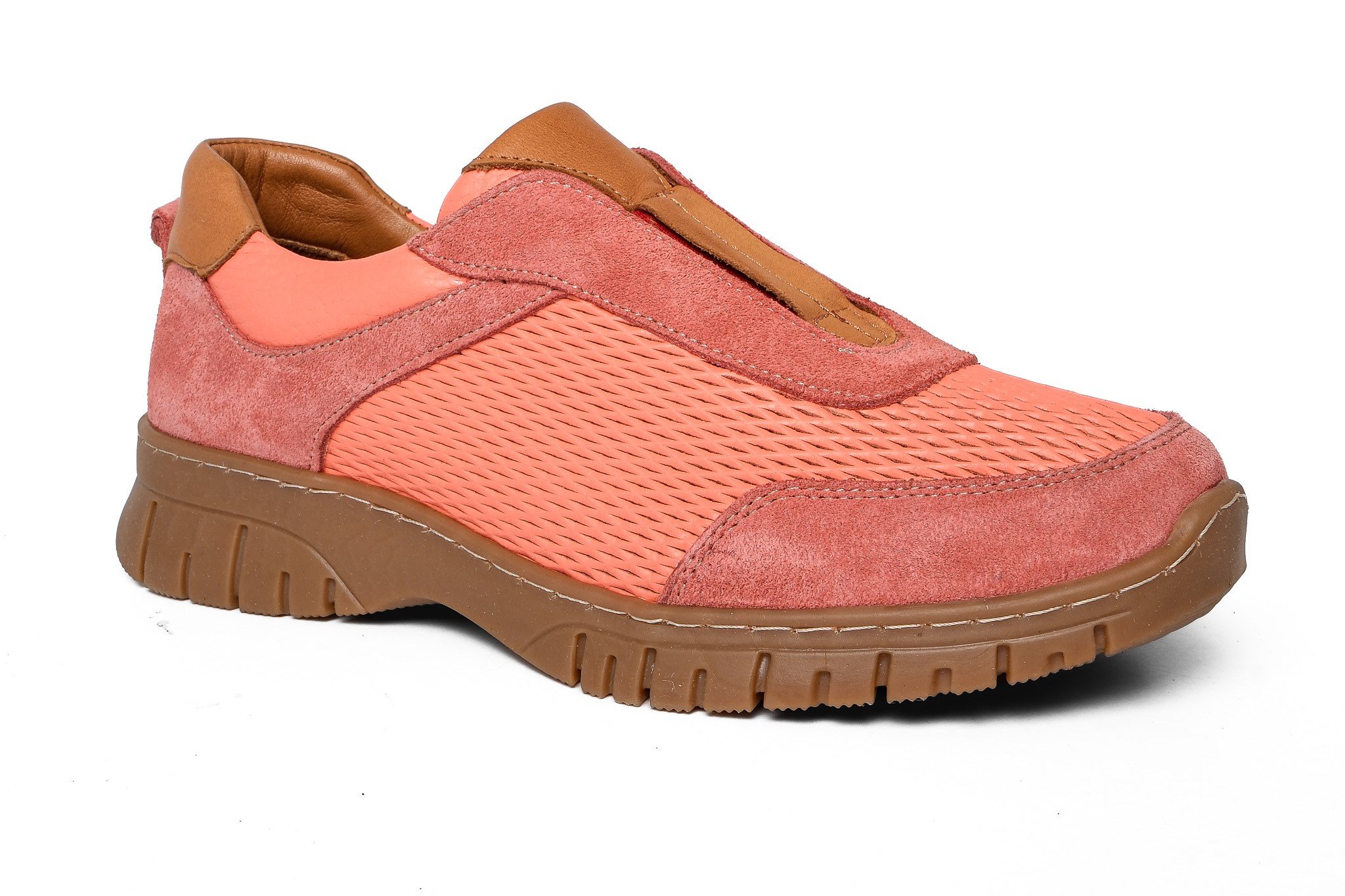 Ortoplus Deri Ortopedik Kadın Sneaker Ayakkabı ND26066 PEMBE - OrtoPlus