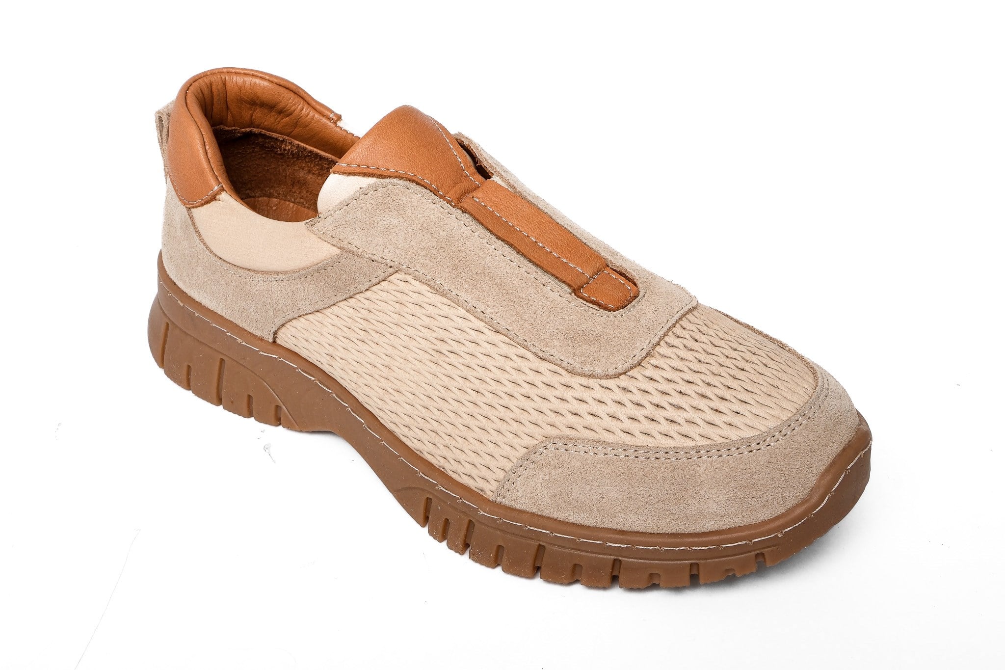 Ortoplus Deri Ortopedik Kadın Sneaker Ayakkabı ND26066 BEJ - OrtoPlus