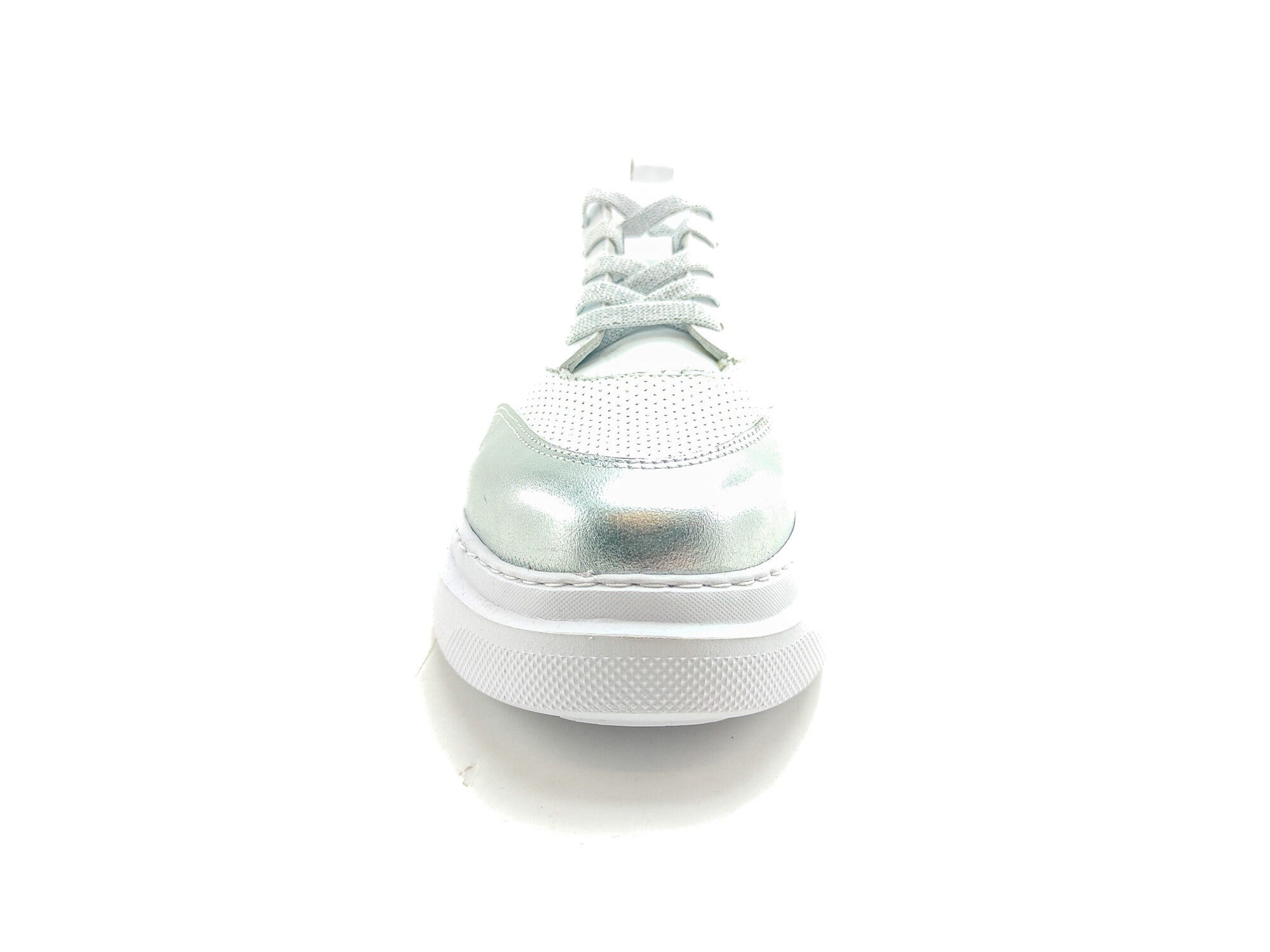 Ortoplus Deri Ortopedik Kadın Sneaker Ayakkabı ET3060 BEYAZ - GÜMÜŞ - OrtoPlus