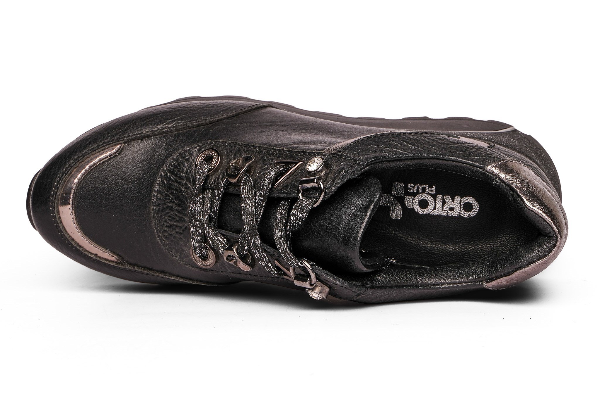 Ortoplus Deri Ortopedik Kadın Sneaker Ayakkabı ET3308 SİYAH - OrtoPlus