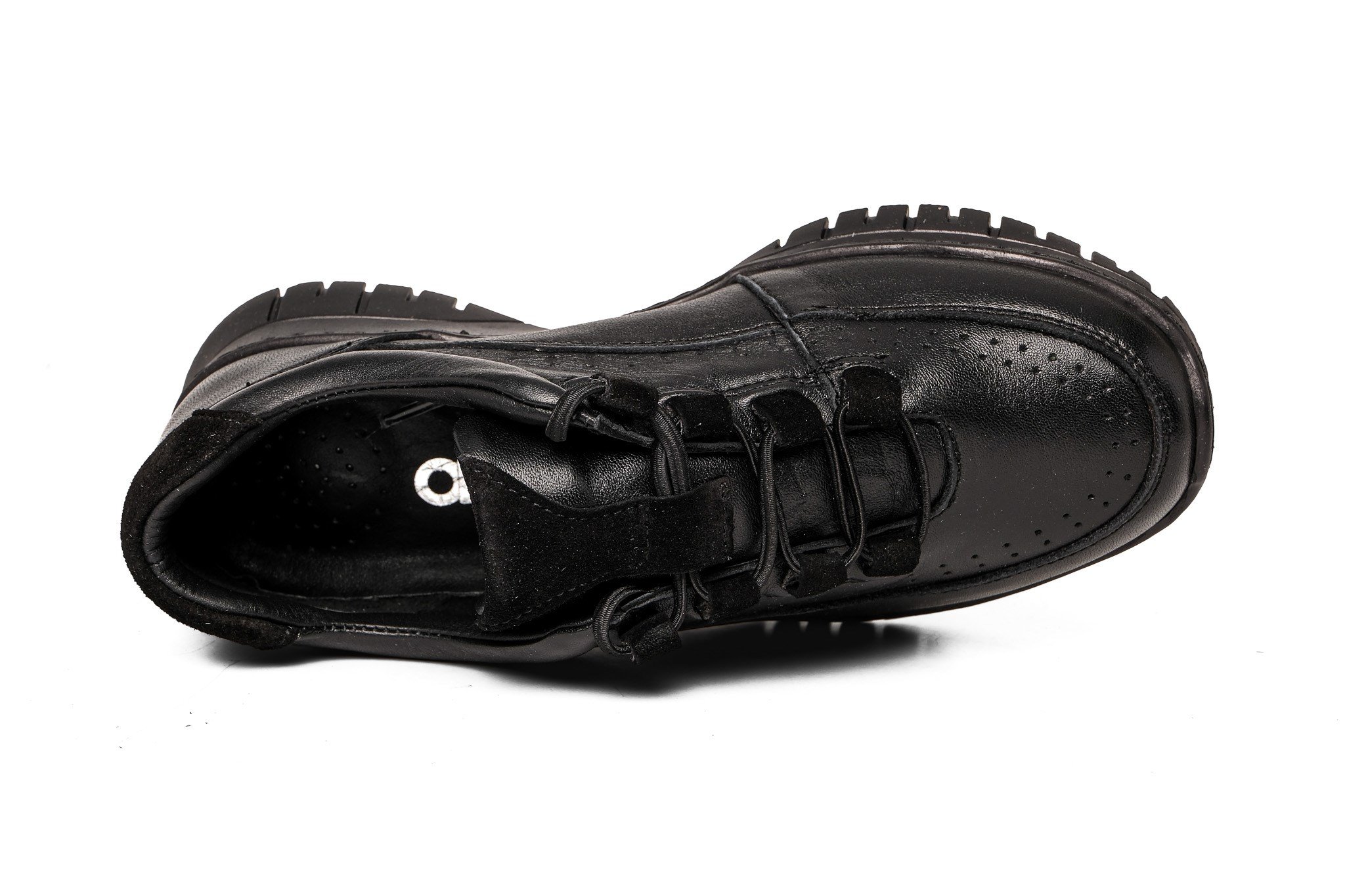 Ortoplus Deri Ortopedik Kadın Sneaker Ayakkabı Bağcıklı ND26061 SİYAH - OrtoPlus