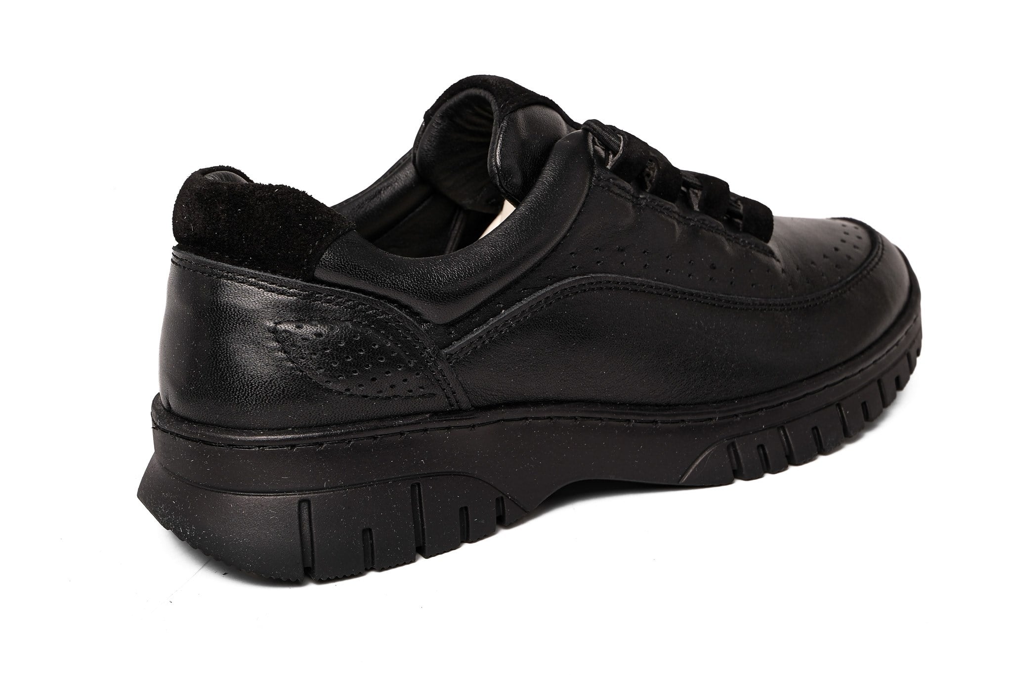 Ortoplus Deri Ortopedik Kadın Sneaker Ayakkabı Bağcıklı ND26061 SİYAH - OrtoPlus