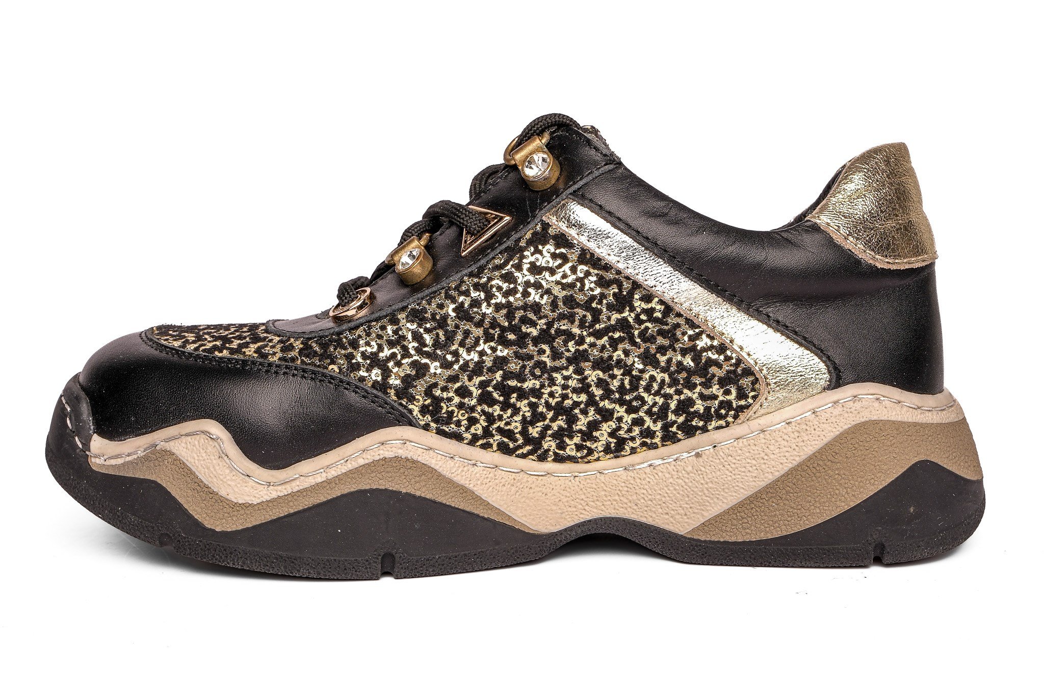 Ortoplus Deri Ortopedik Kadın Sneaker Ayakkabı ET3308 SİYAH LEOPAR - OrtoPlus