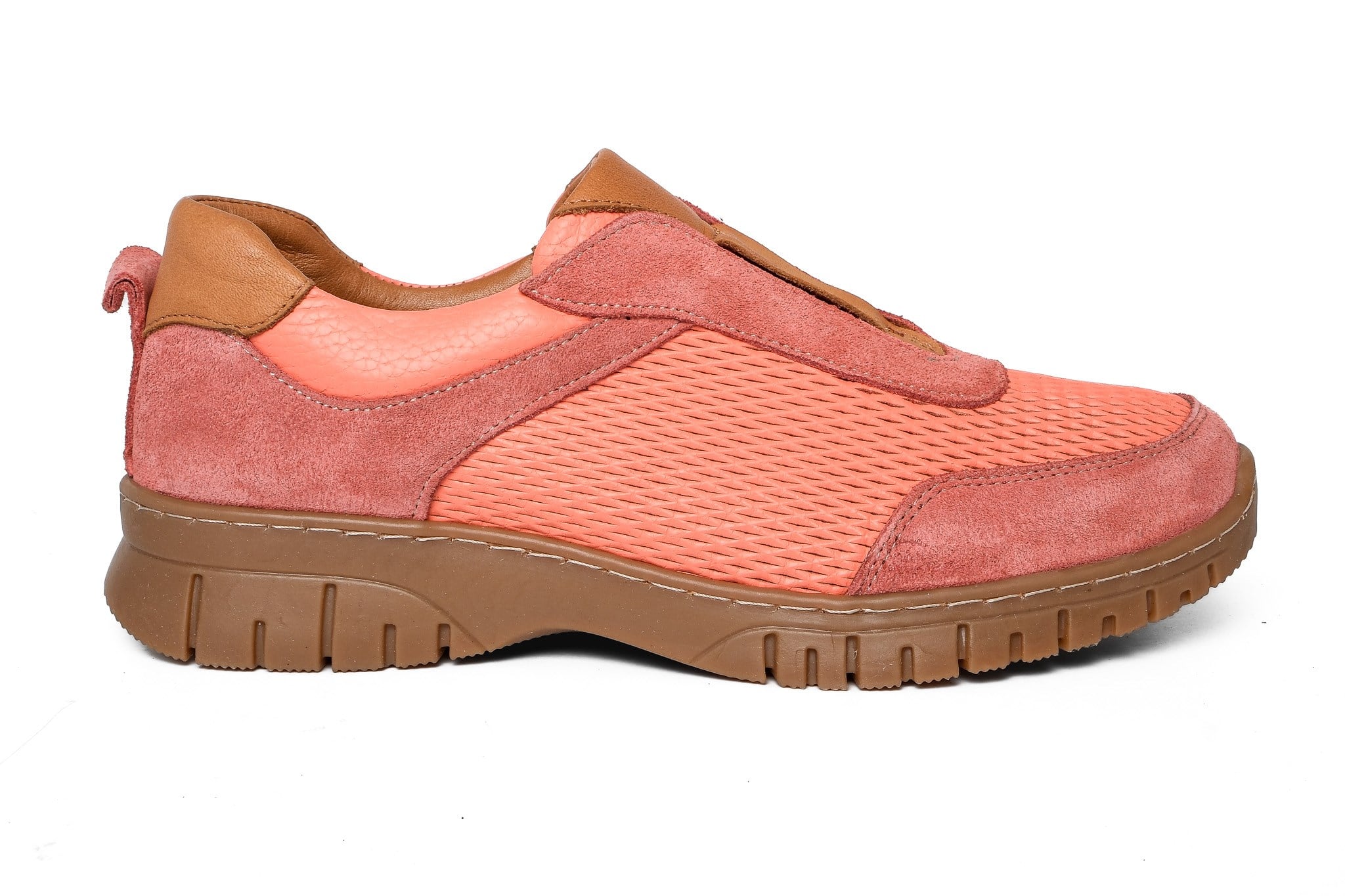 Ortoplus Deri Ortopedik Kadın Sneaker Ayakkabı ND26066 PEMBE - OrtoPlus