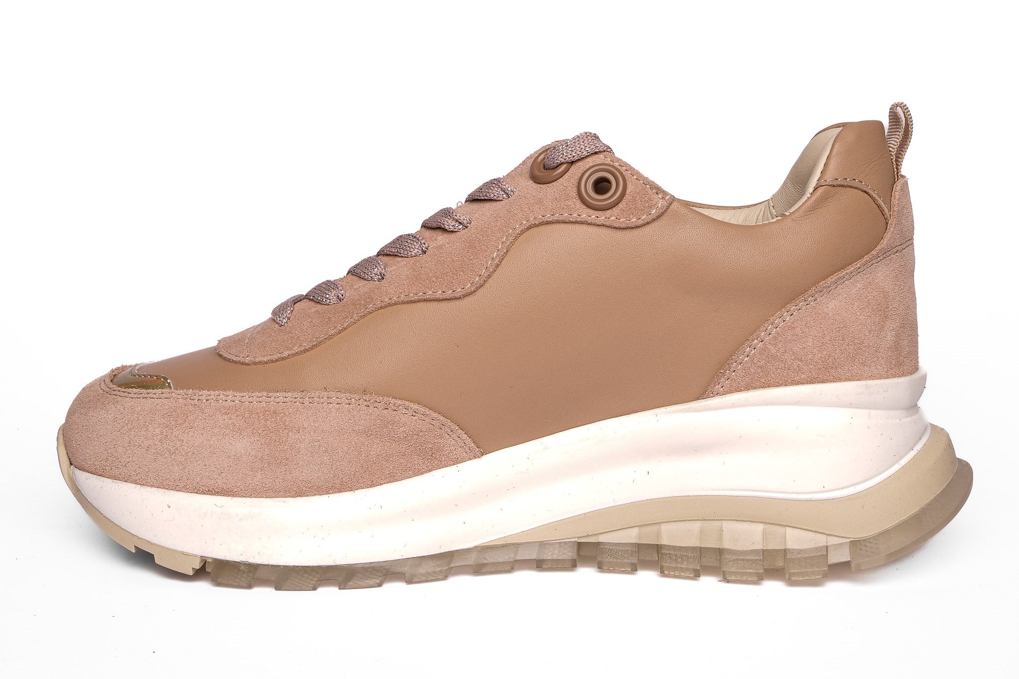 Ortoplus Deri Ortopedik Kadın Sneaker Ayakkabı ET3212 PUDRA - OrtoPlus