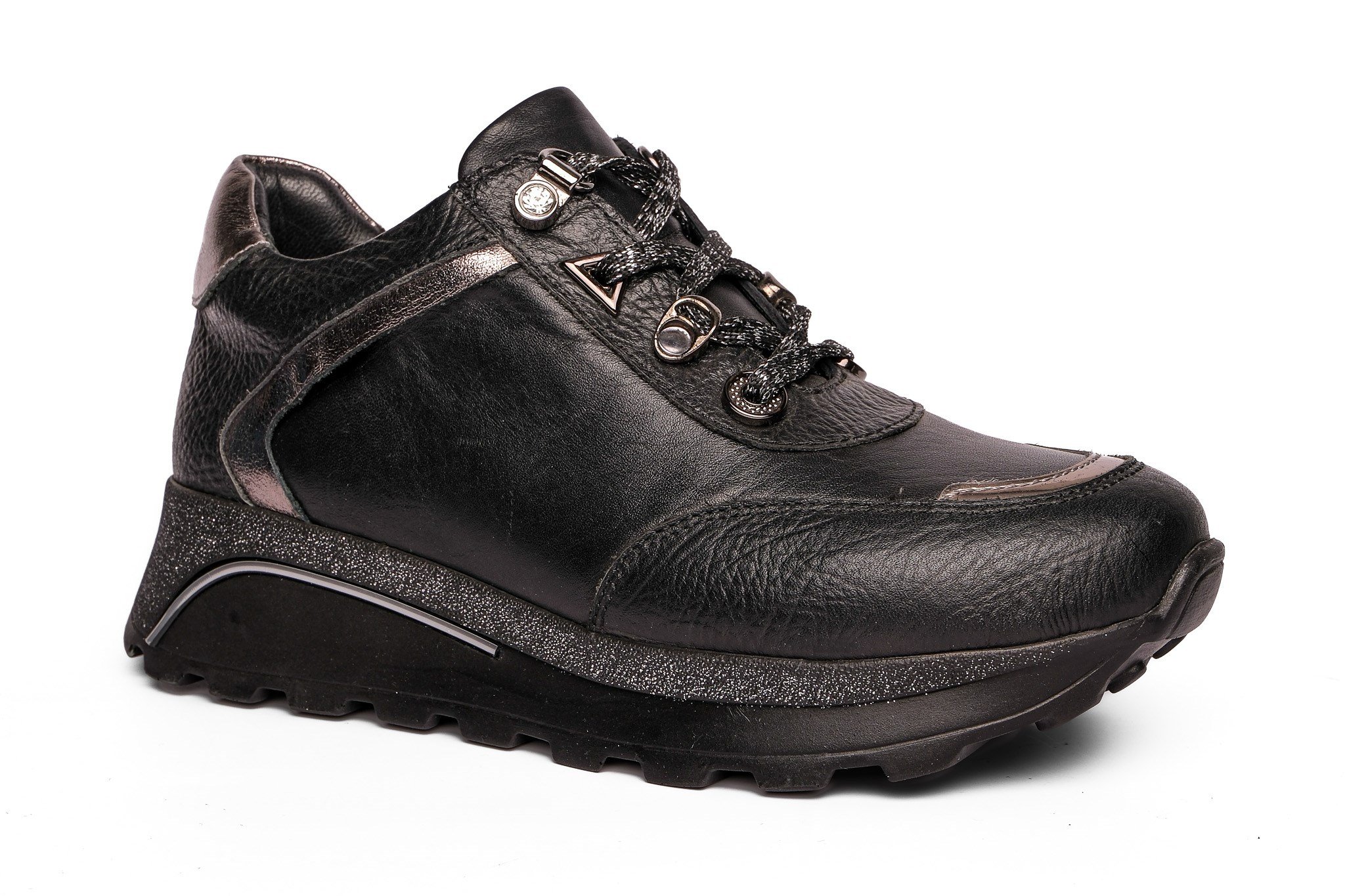 Ortoplus Deri Ortopedik Kadın Sneaker Ayakkabı ET3308 SİYAH - OrtoPlus