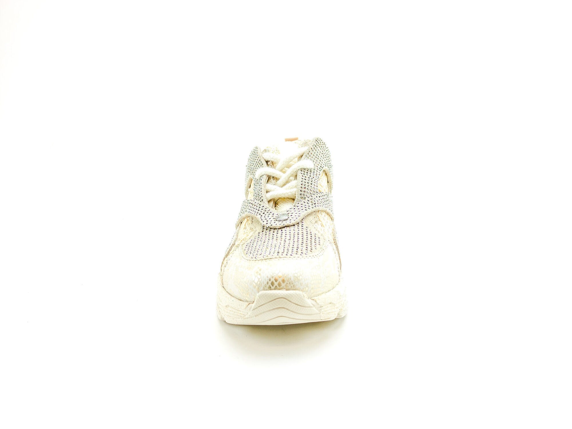 Ortoplus Deri Ortopedik Kadın Sneaker Ayakkabı Taşlı ET3242 ALTIN SİMLİ - OrtoPlus