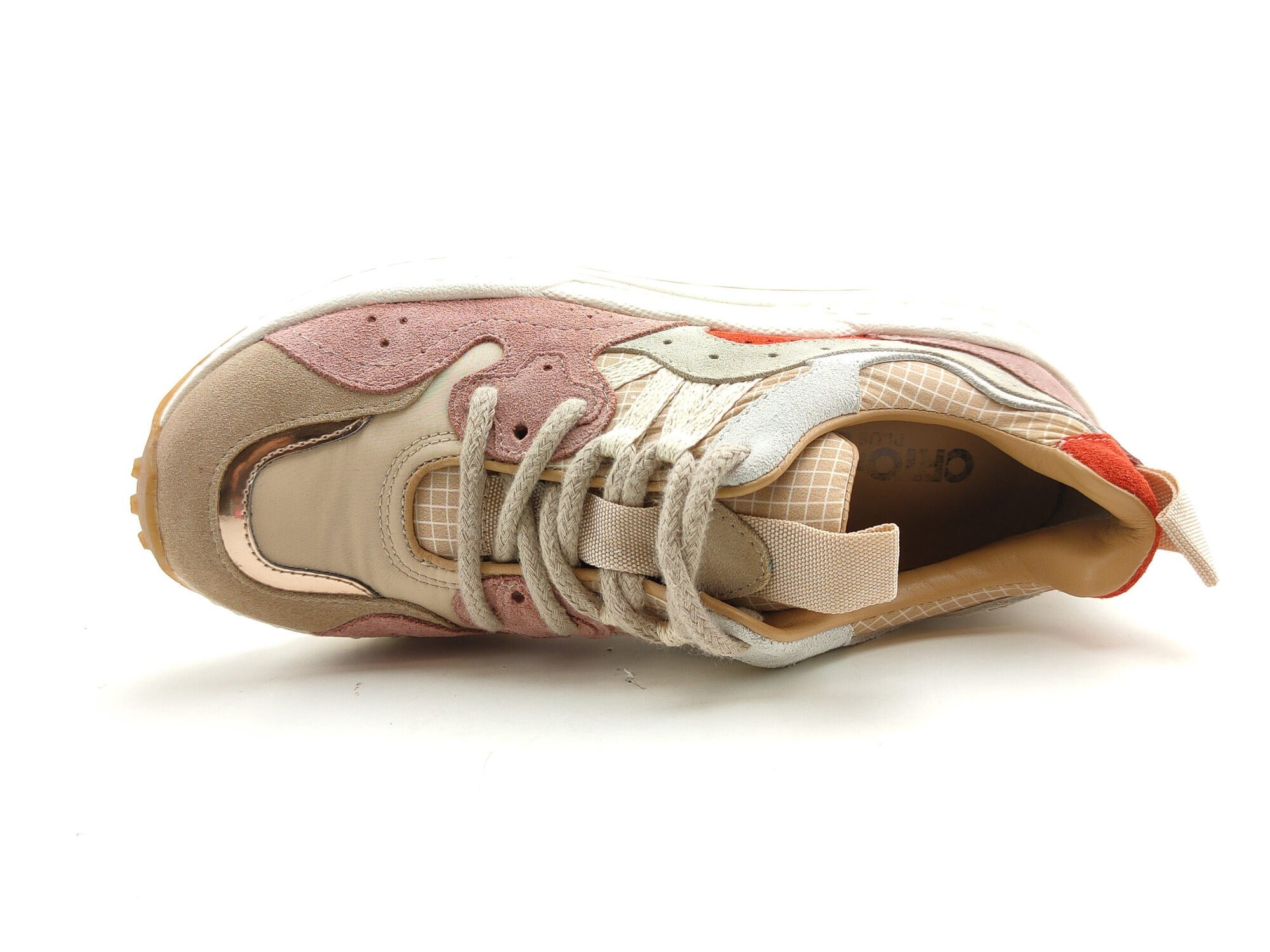 Ortoplus Deri Ortopedik Kadın Sneaker Ayakkabı ET3033 KREM KARIŞIK - OrtoPlus