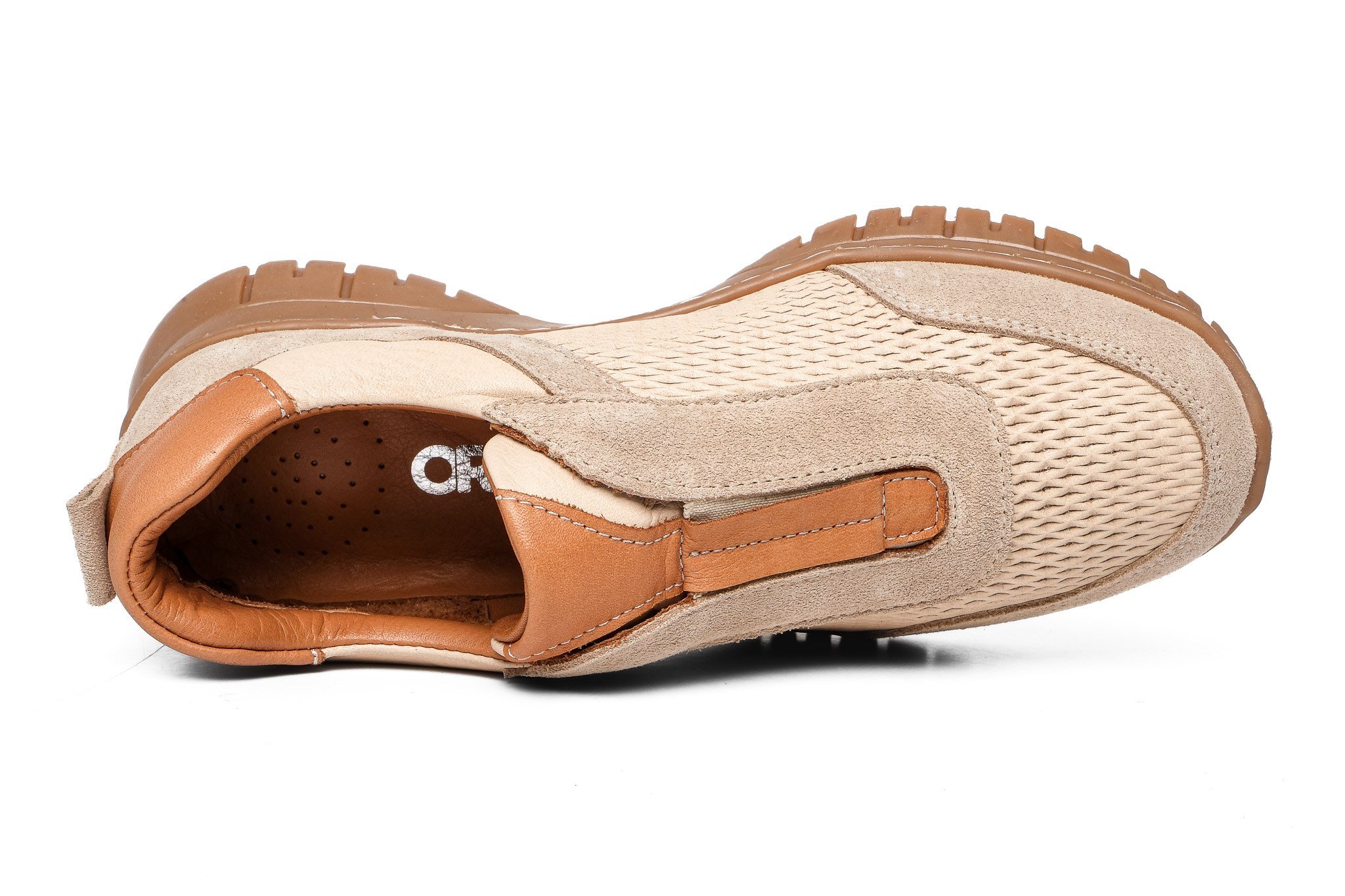 Ortoplus Deri Ortopedik Kadın Sneaker Ayakkabı ND26066 BEJ - OrtoPlus