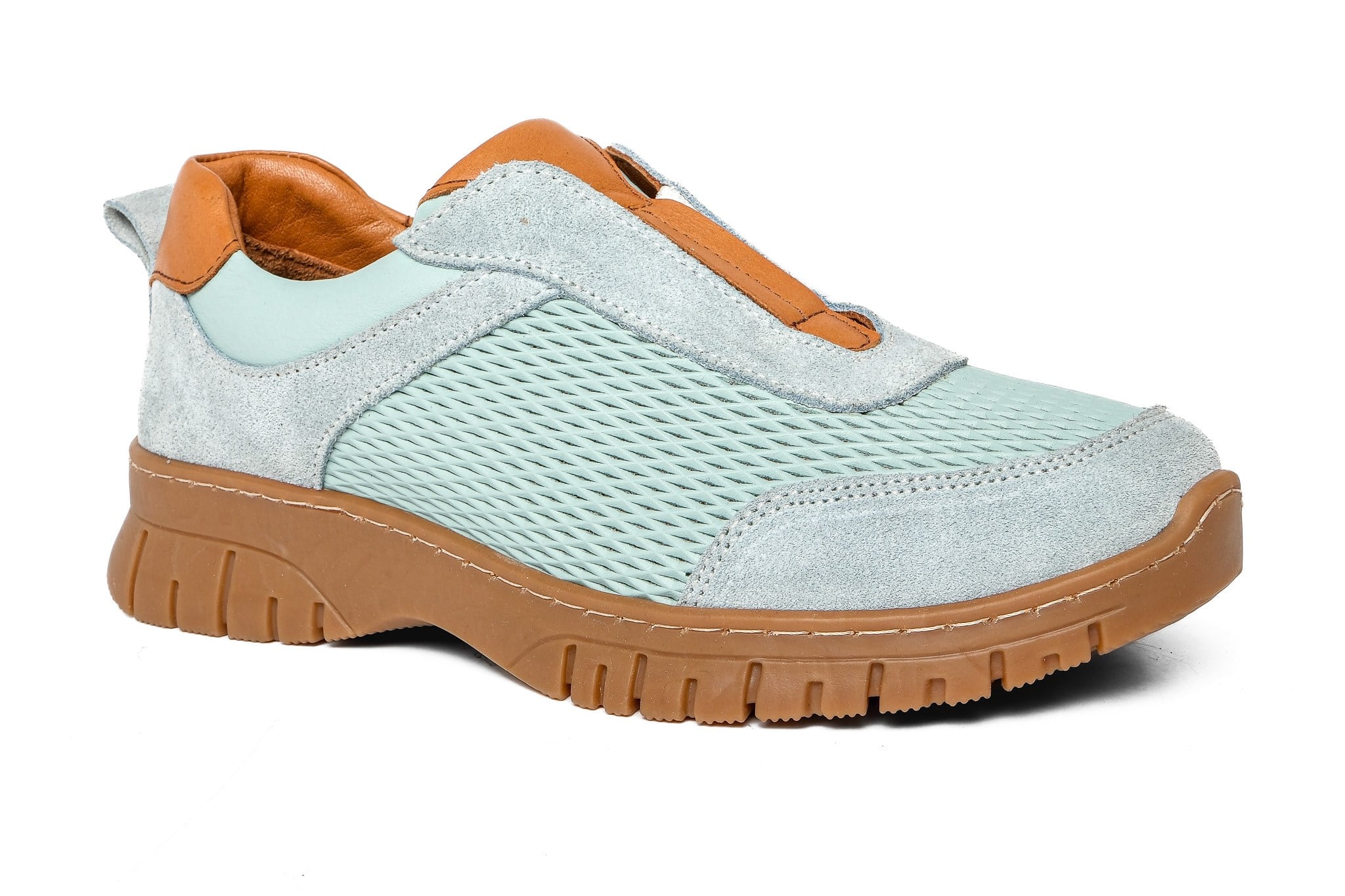 Ortoplus Deri Ortopedik Kadın Sneaker Ayakkabı ND26066 AÇIK MAVİ - OrtoPlus