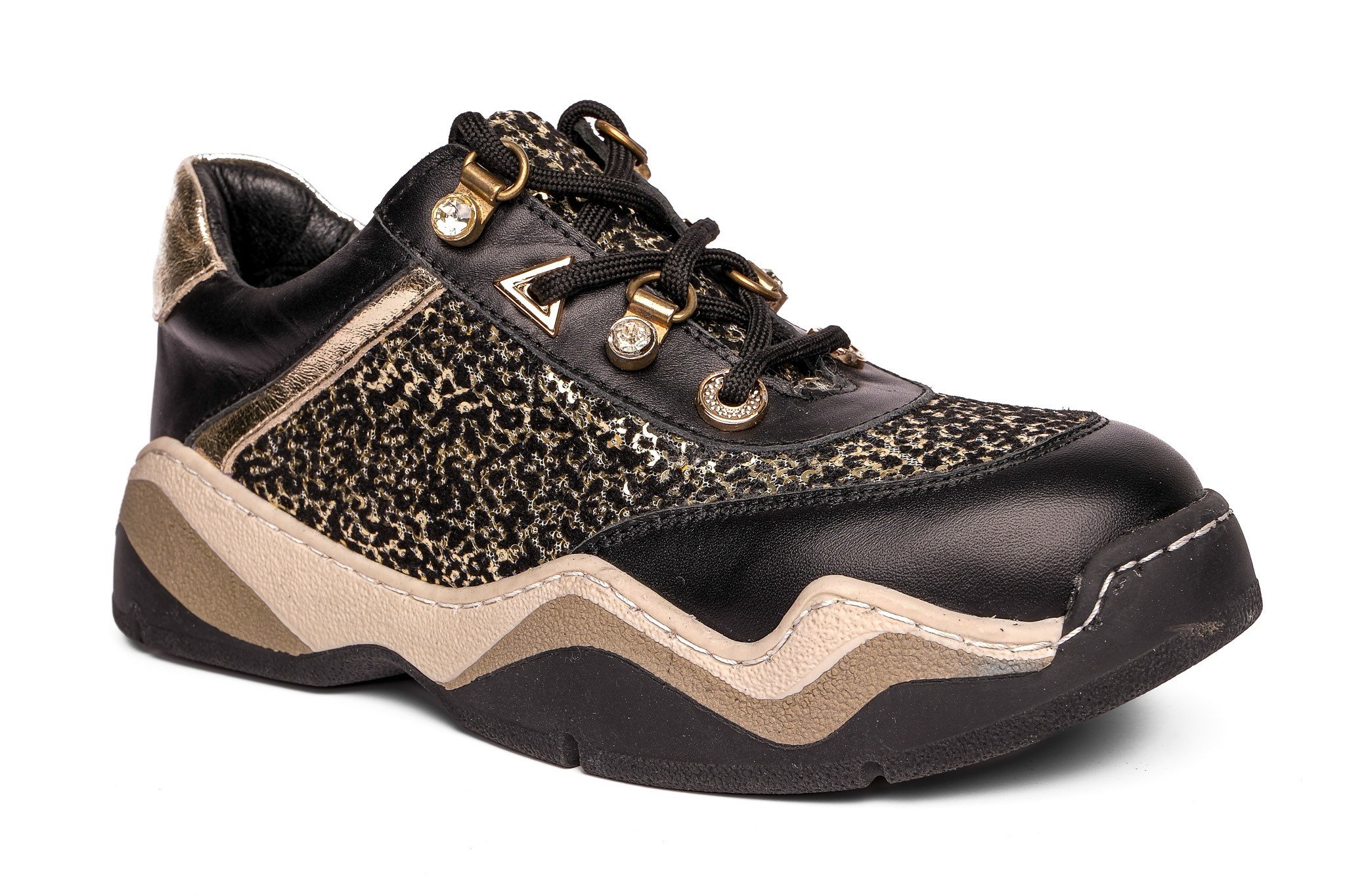 Ortoplus Deri Ortopedik Kadın Sneaker Ayakkabı ET3308 SİYAH LEOPAR - OrtoPlus