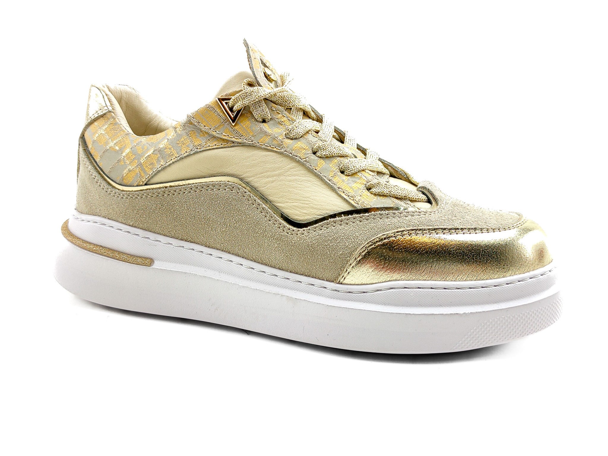 Ortoplus Deri Ortopedik Kadın Sneaker Ayakkabı ET3248 ALTIN - OrtoPlus