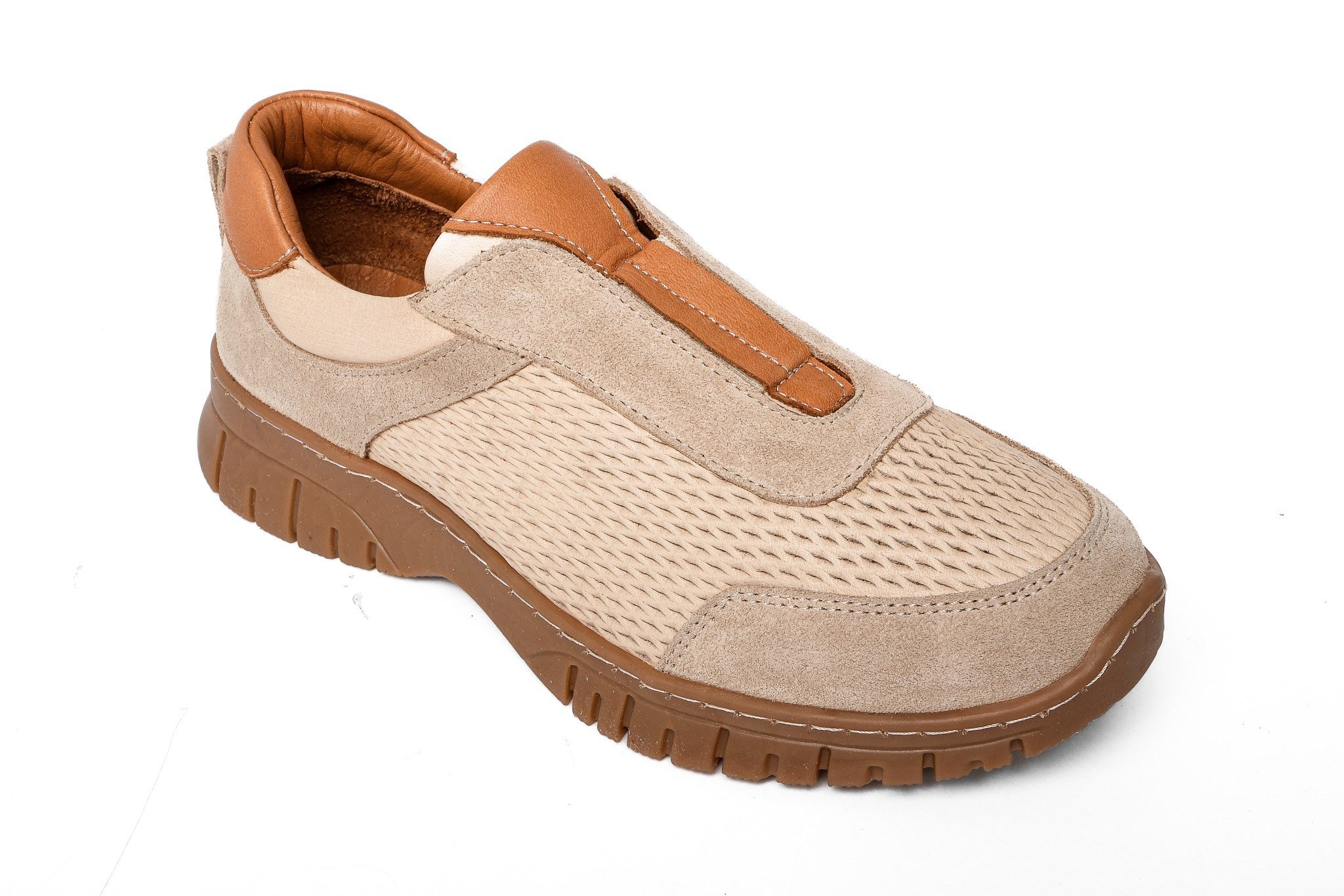 Ortoplus Deri Ortopedik Kadın Sneaker Ayakkabı ND26066 BEJ - OrtoPlus
