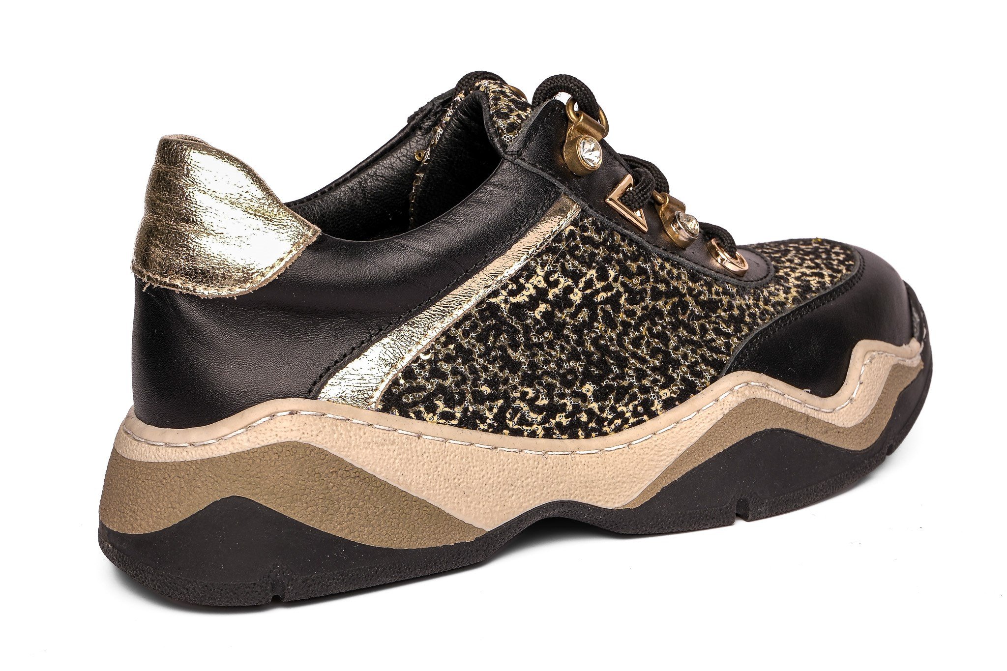 Ortoplus Deri Ortopedik Kadın Sneaker Ayakkabı ET3308 SİYAH LEOPAR - OrtoPlus