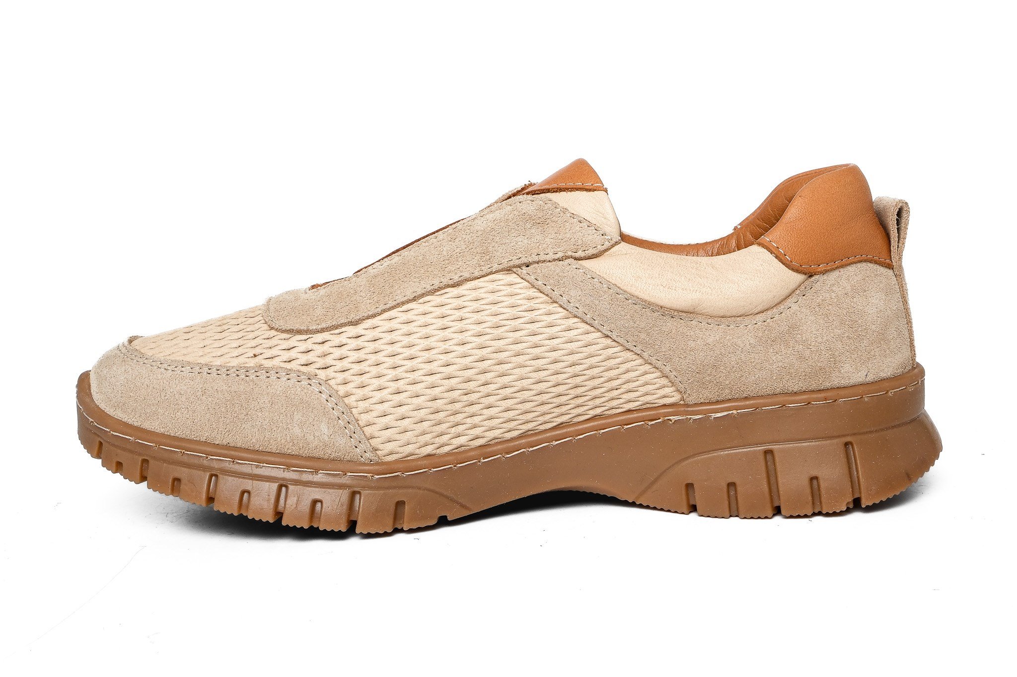 Ortoplus Deri Ortopedik Kadın Sneaker Ayakkabı ND26066 BEJ - OrtoPlus