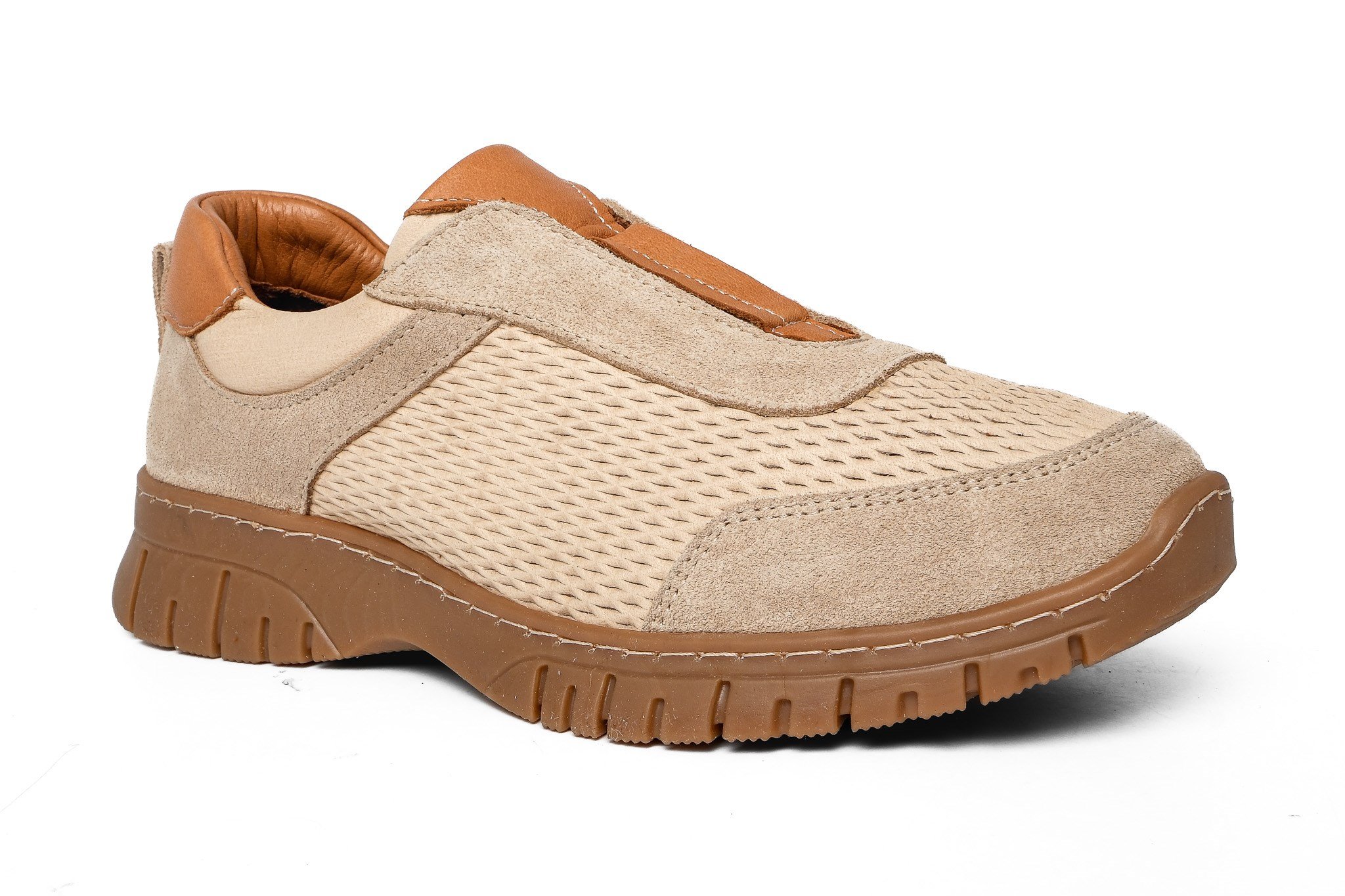 Ortoplus Deri Ortopedik Kadın Sneaker Ayakkabı ND26066 BEJ - OrtoPlus