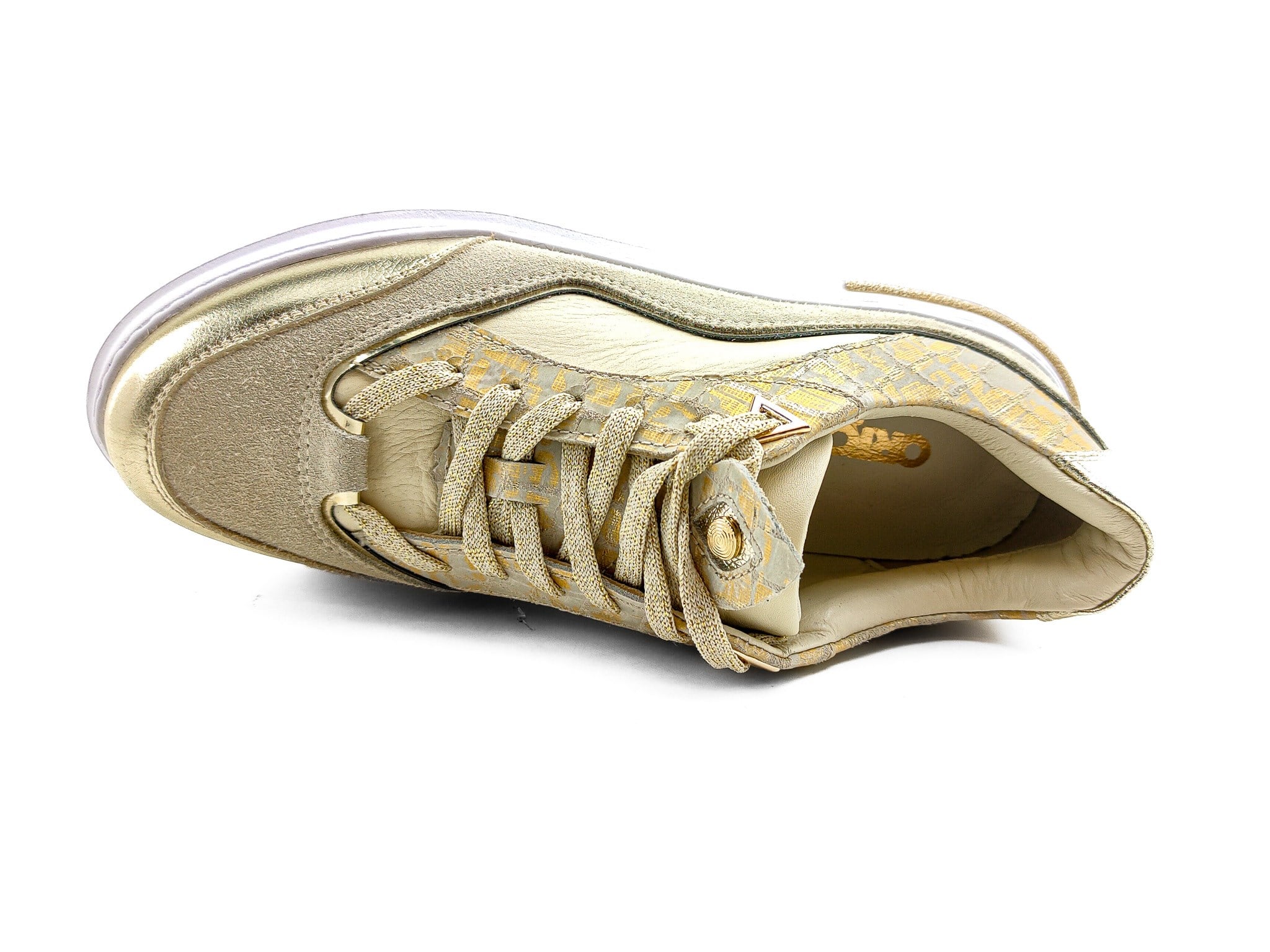 Ortoplus Deri Ortopedik Kadın Sneaker Ayakkabı ET3248 ALTIN - OrtoPlus