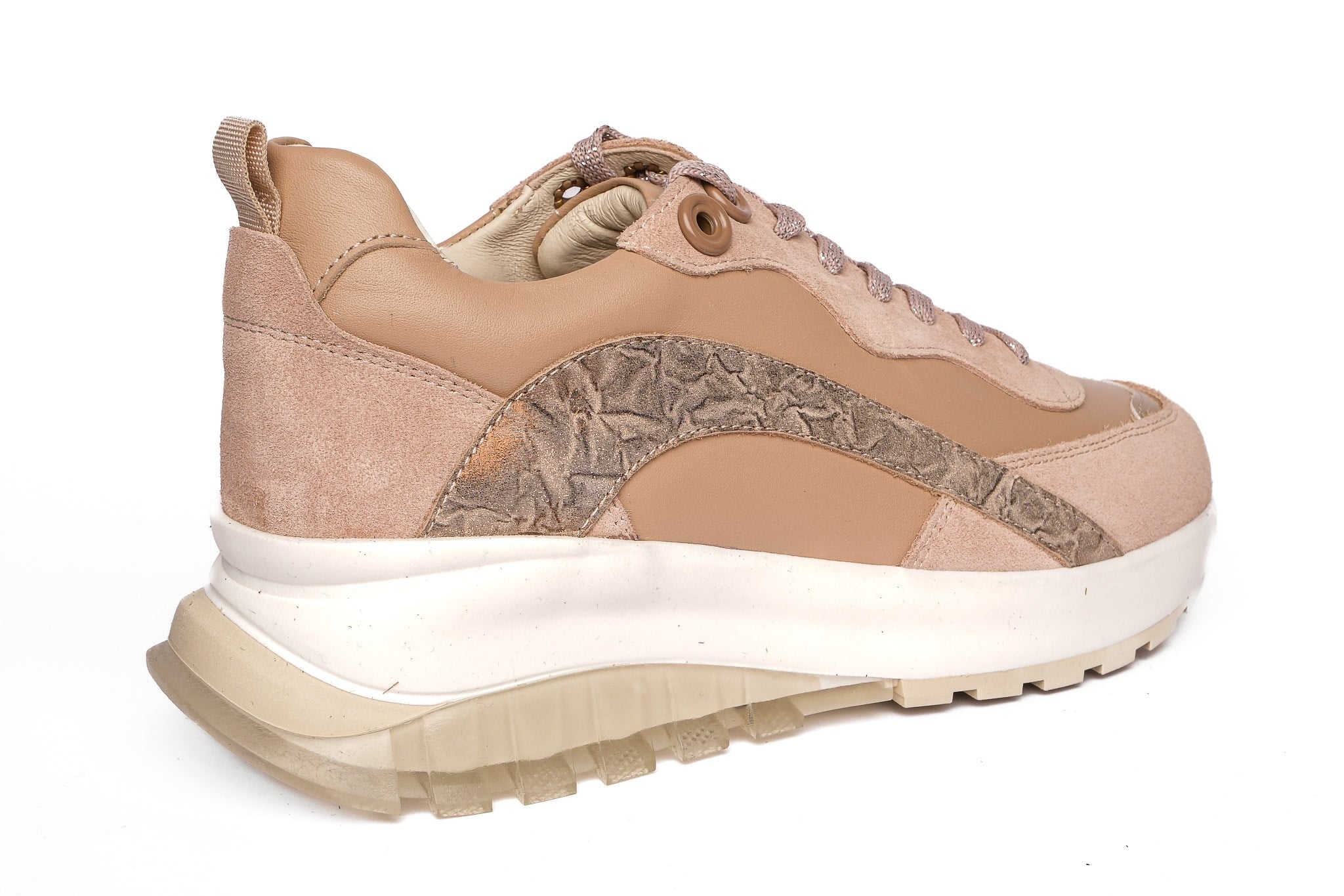 Ortoplus Deri Ortopedik Kadın Sneaker Ayakkabı ET3212 PUDRA - OrtoPlus
