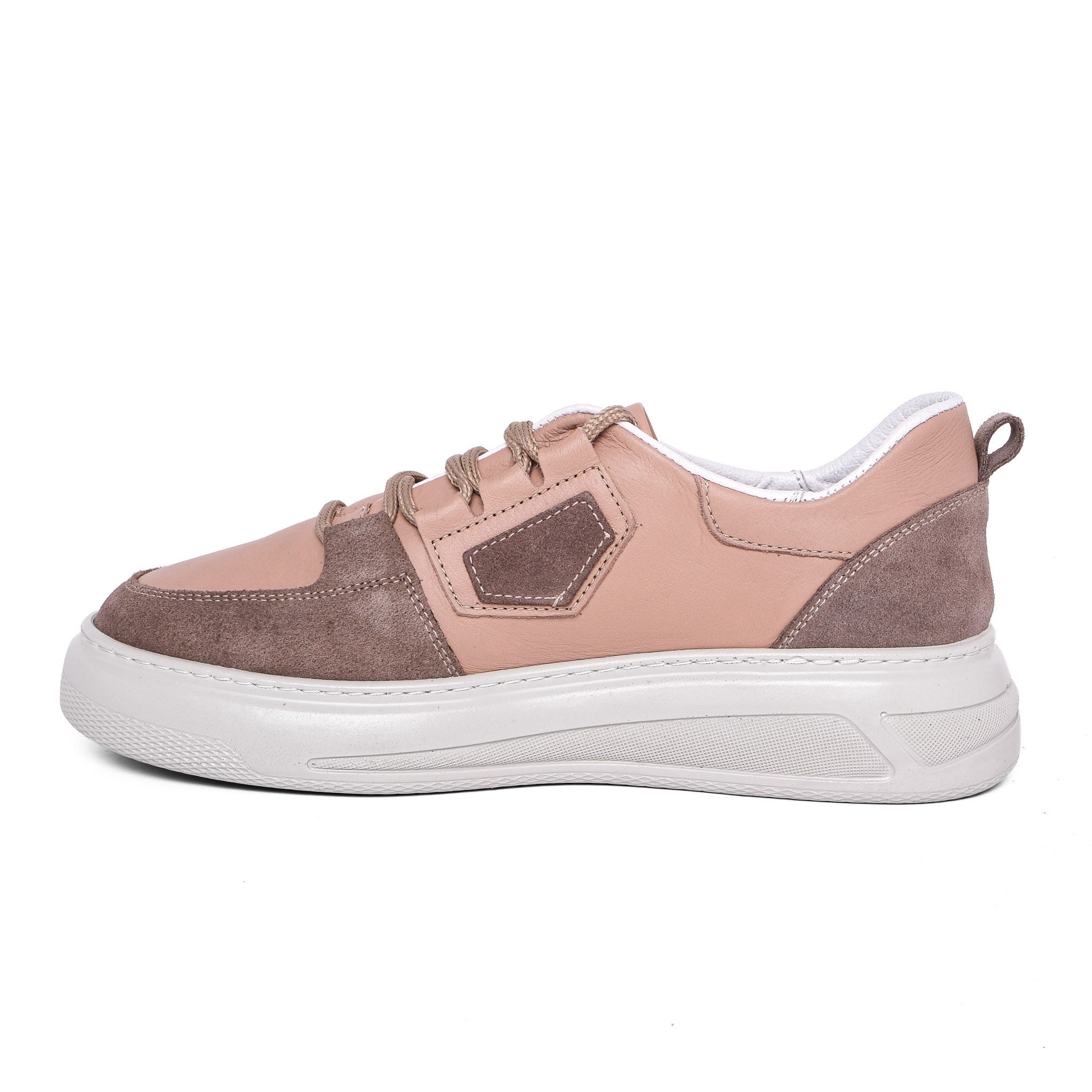 Ortoplus Deri Ortopedik Sneaker Kadın Ayakkabı S8030 VİZON - OrtoPlus