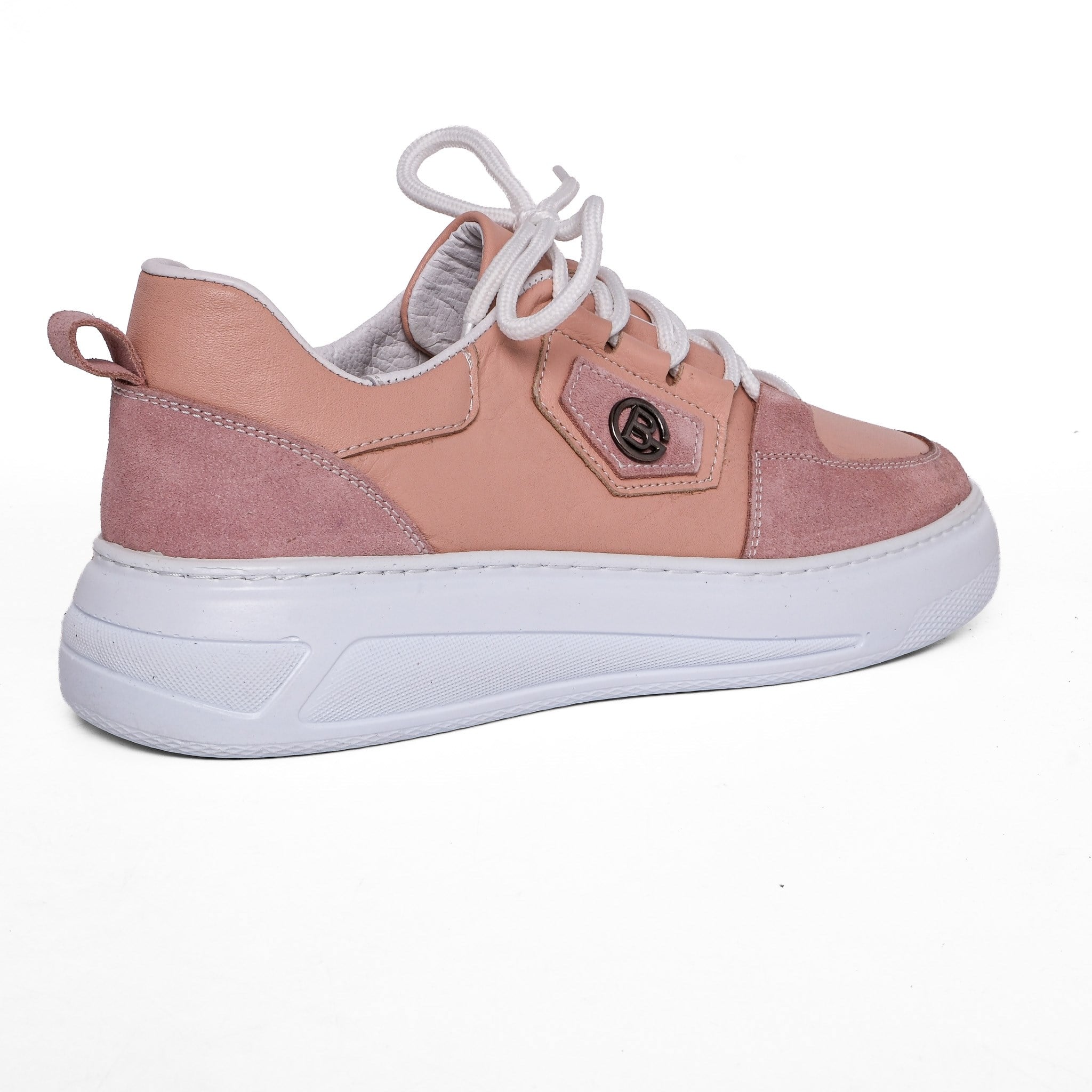 Ortoplus Deri Ortopedik Sneaker Kadın Ayakkabı S8030 PUDRA - OrtoPlus