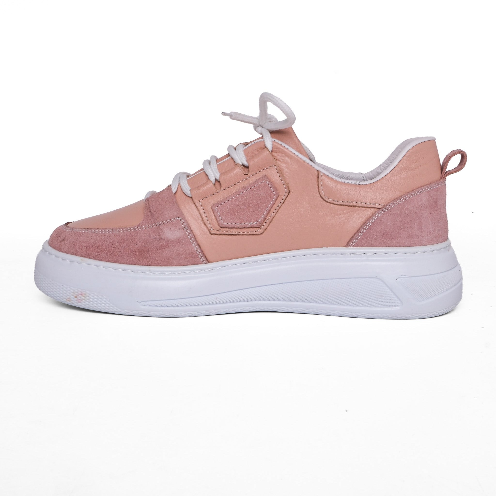 Ortoplus Deri Ortopedik Sneaker Kadın Ayakkabı S8030 PUDRA - OrtoPlus