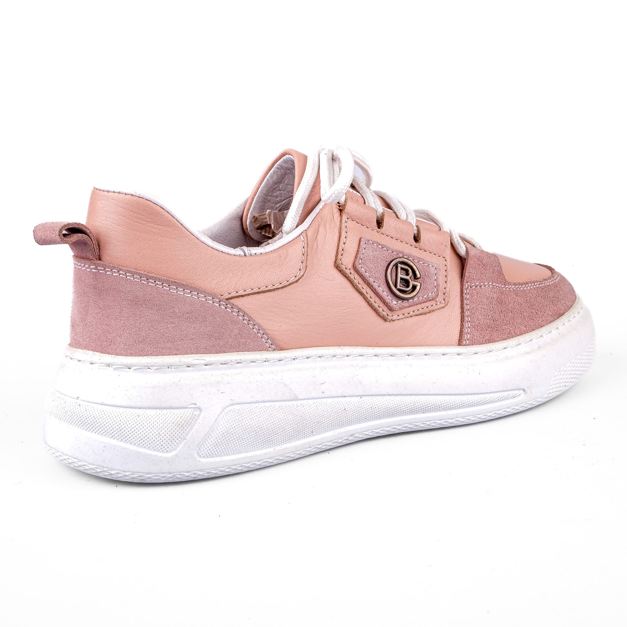 Ortoplus Deri Ortopedik Sneaker Kadın Ayakkabı S8030 PUDRA - OrtoPlus