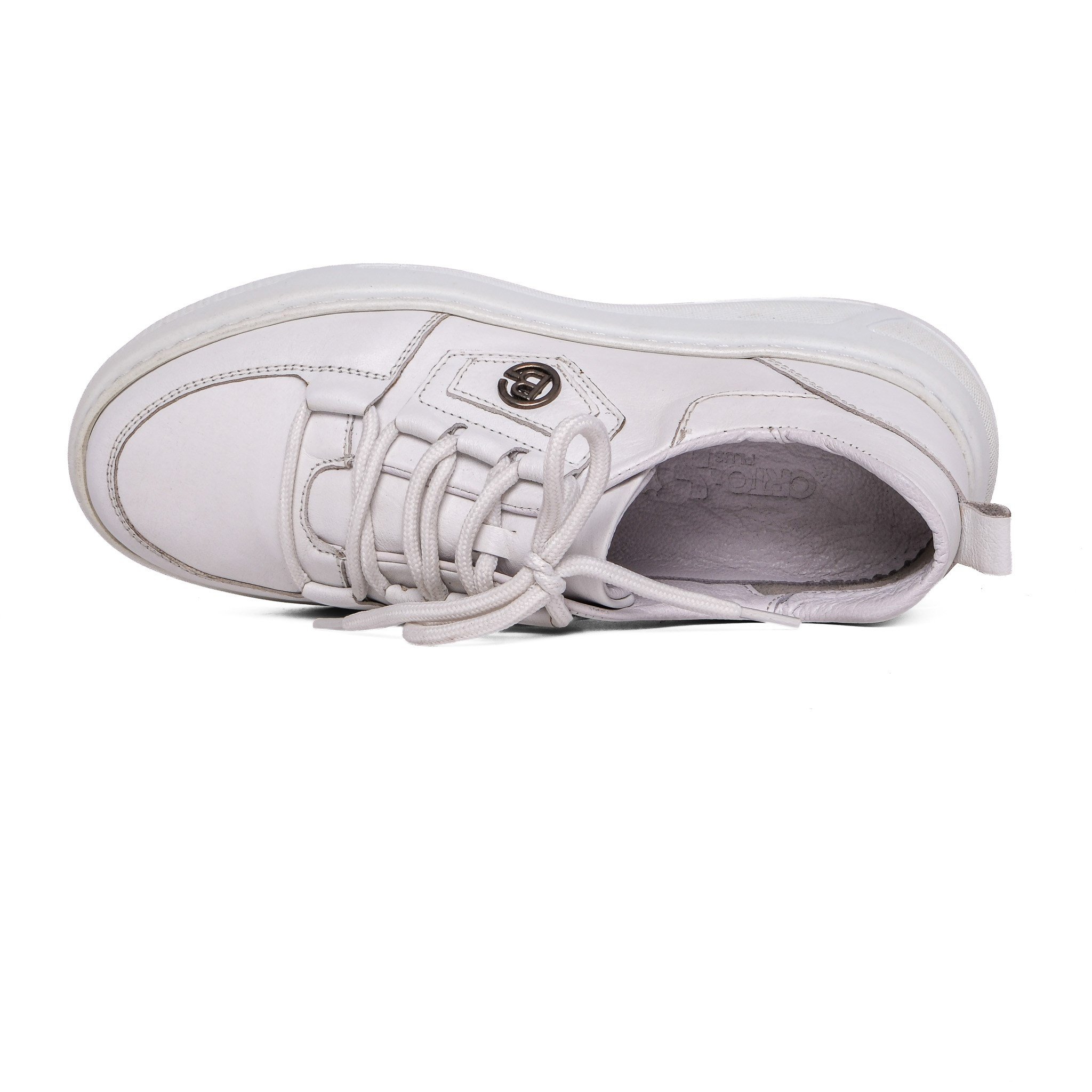 Ortoplus Deri Ortopedik Sneaker Kadın Ayakkabı S8030 BEYAZ - OrtoPlus