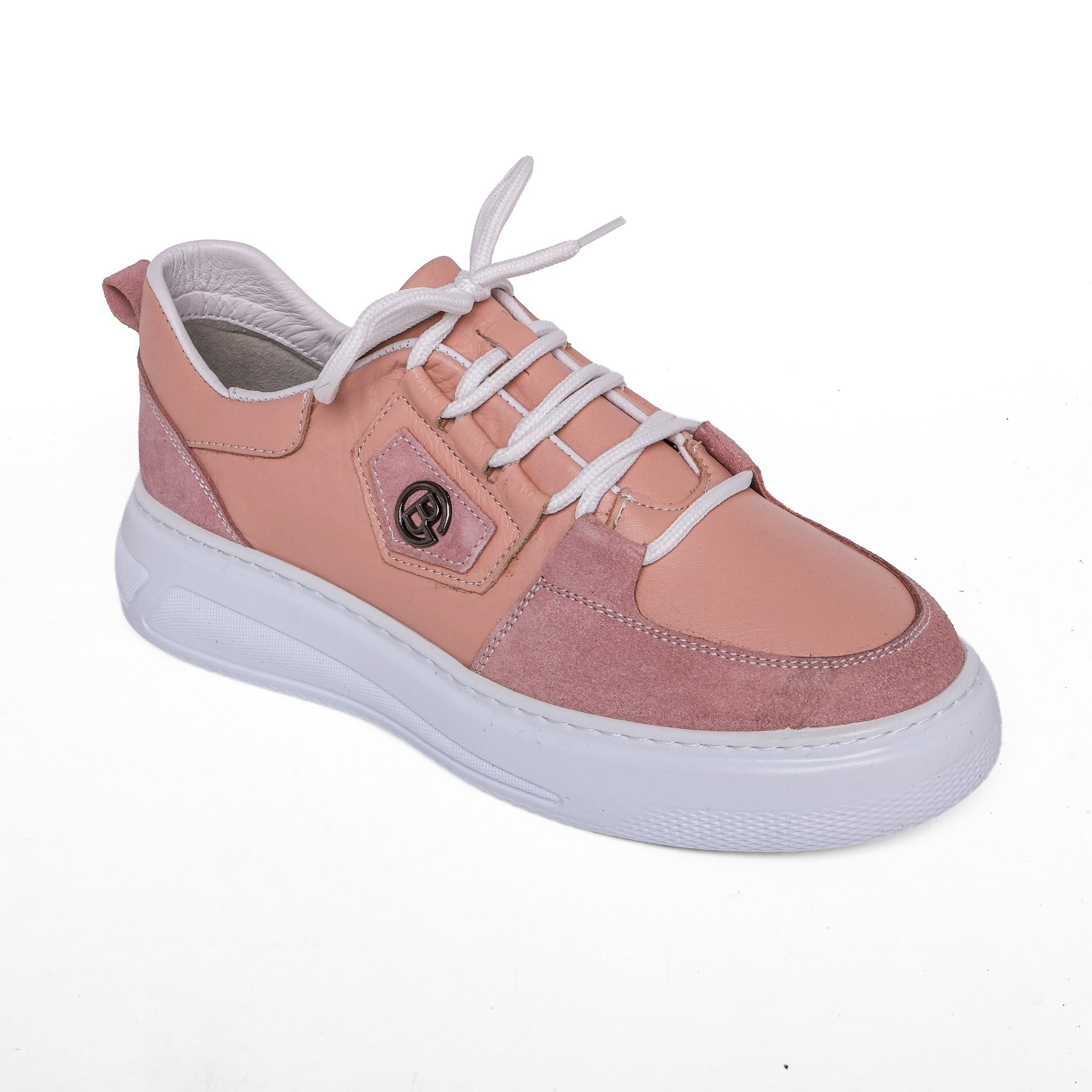 Ortoplus Deri Ortopedik Sneaker Kadın Ayakkabı S8030 PUDRA - OrtoPlus