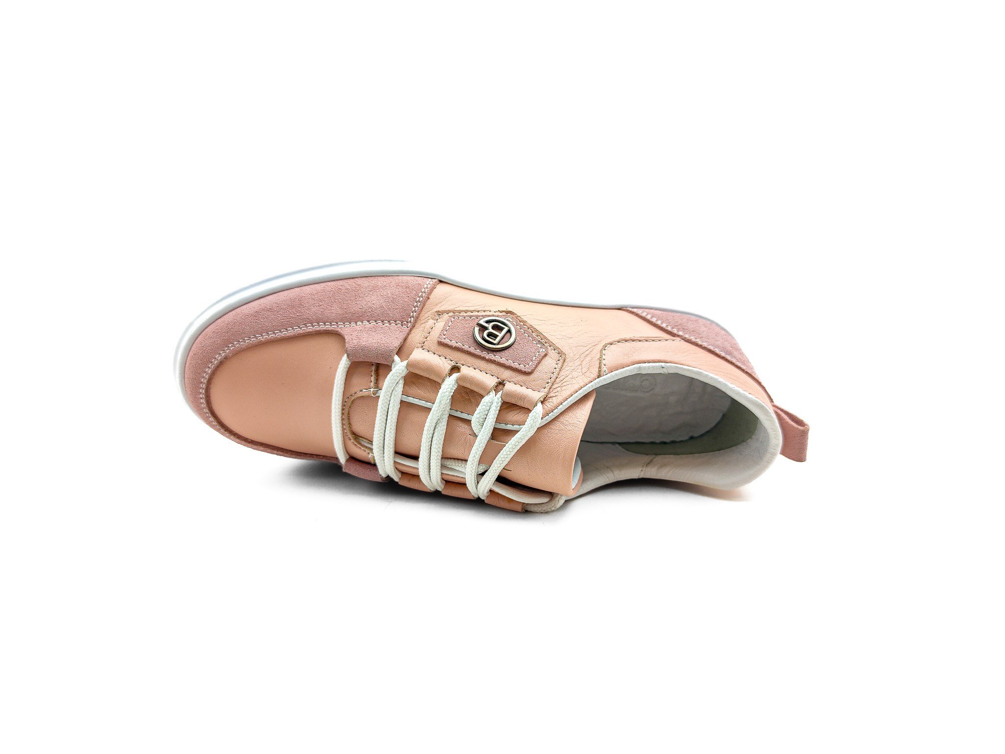 Ortoplus Deri Ortopedik Sneaker Kadın Ayakkabı S8030 PUDRA - OrtoPlus