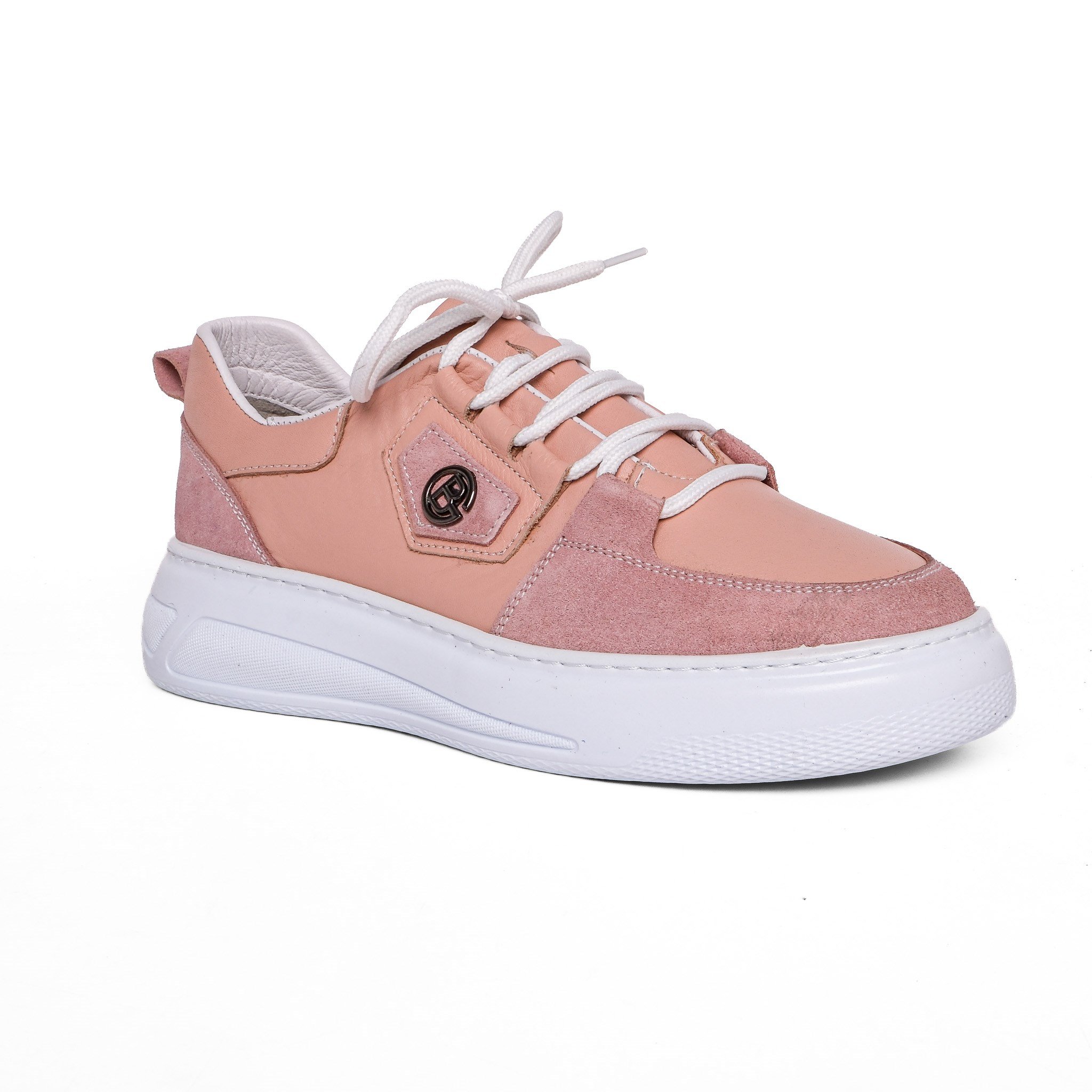 Ortoplus Deri Ortopedik Sneaker Kadın Ayakkabı S8030 PUDRA - OrtoPlus