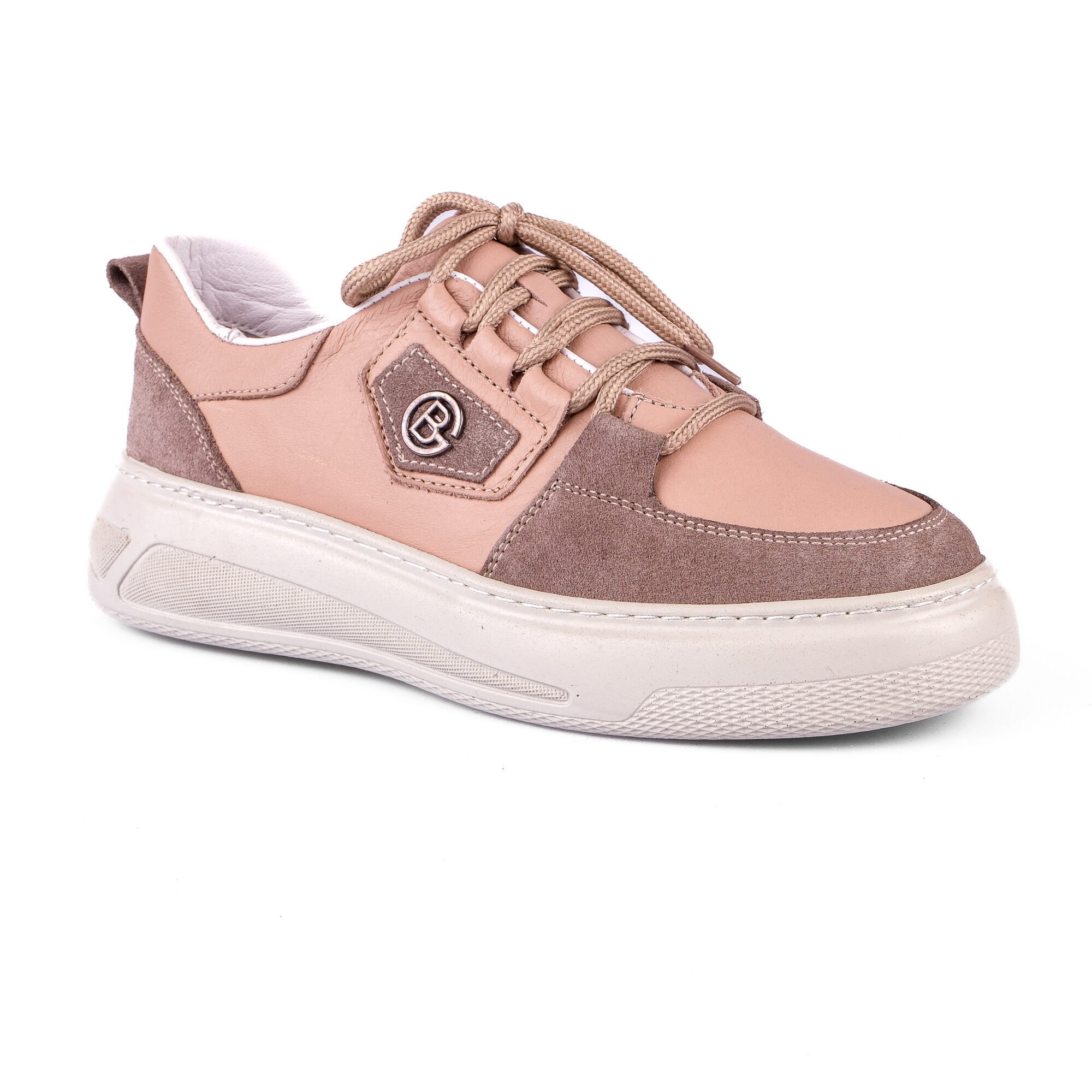 Ortoplus Deri Ortopedik Sneaker Kadın Ayakkabı S8030 VİZON - OrtoPlus