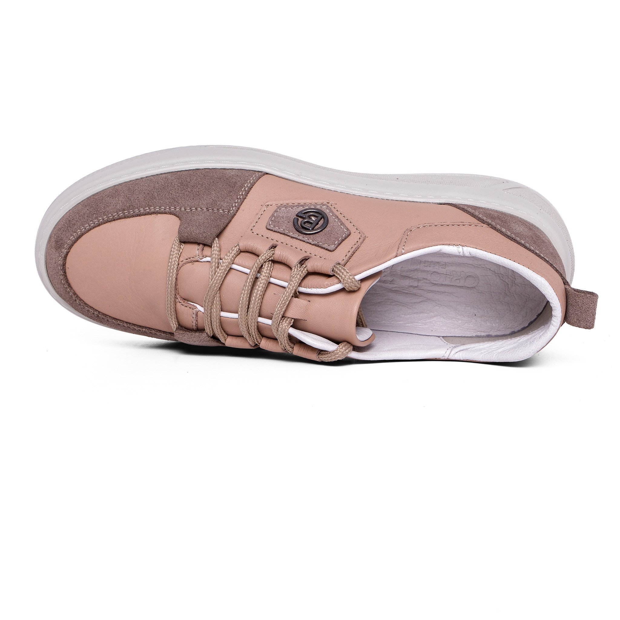 Ortoplus Deri Ortopedik Sneaker Kadın Ayakkabı S8030 VİZON - OrtoPlus