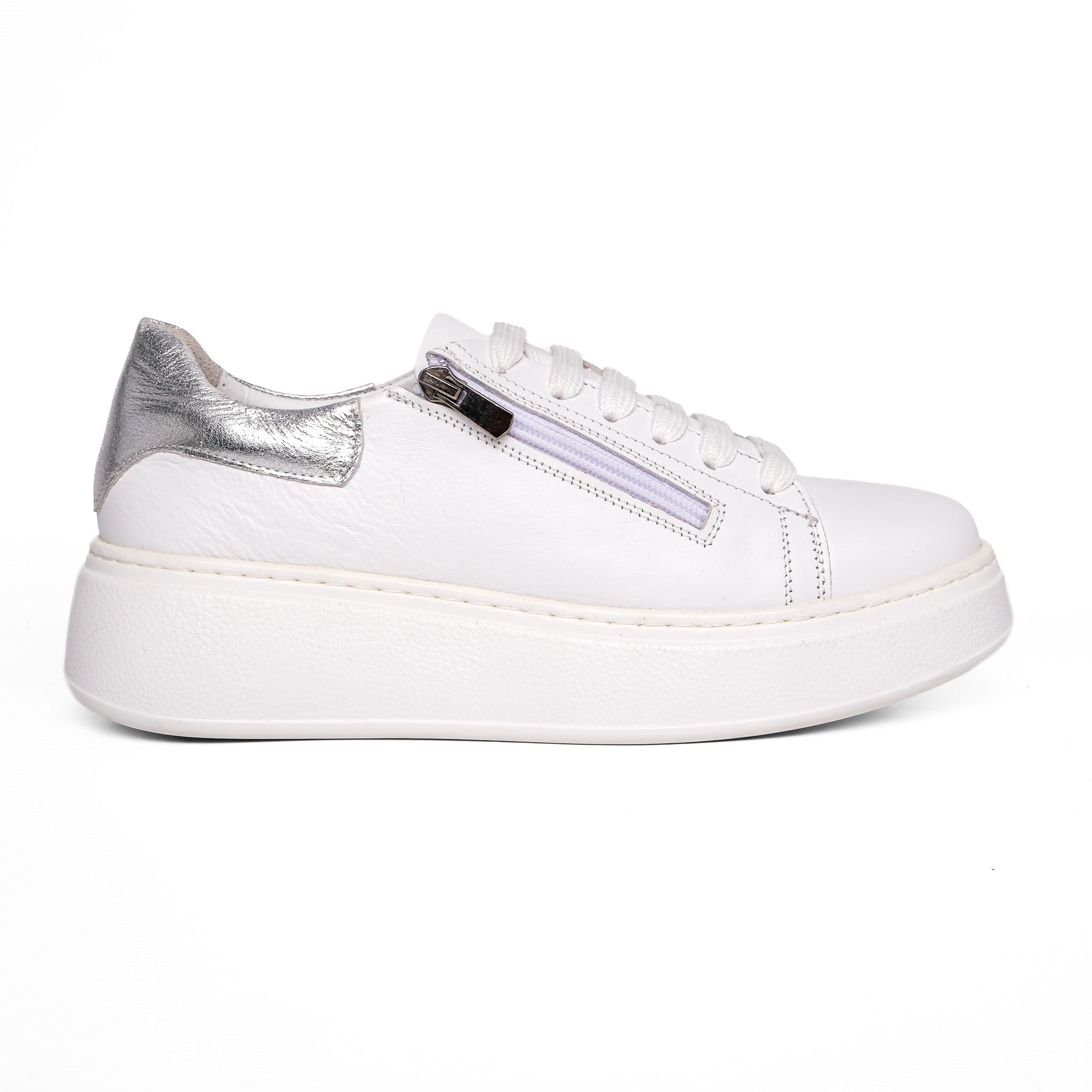 Ortoplus Deri Ortopedik Sneaker Kadın Ayakkabı EL117 BEYAZ - OrtoPlus
