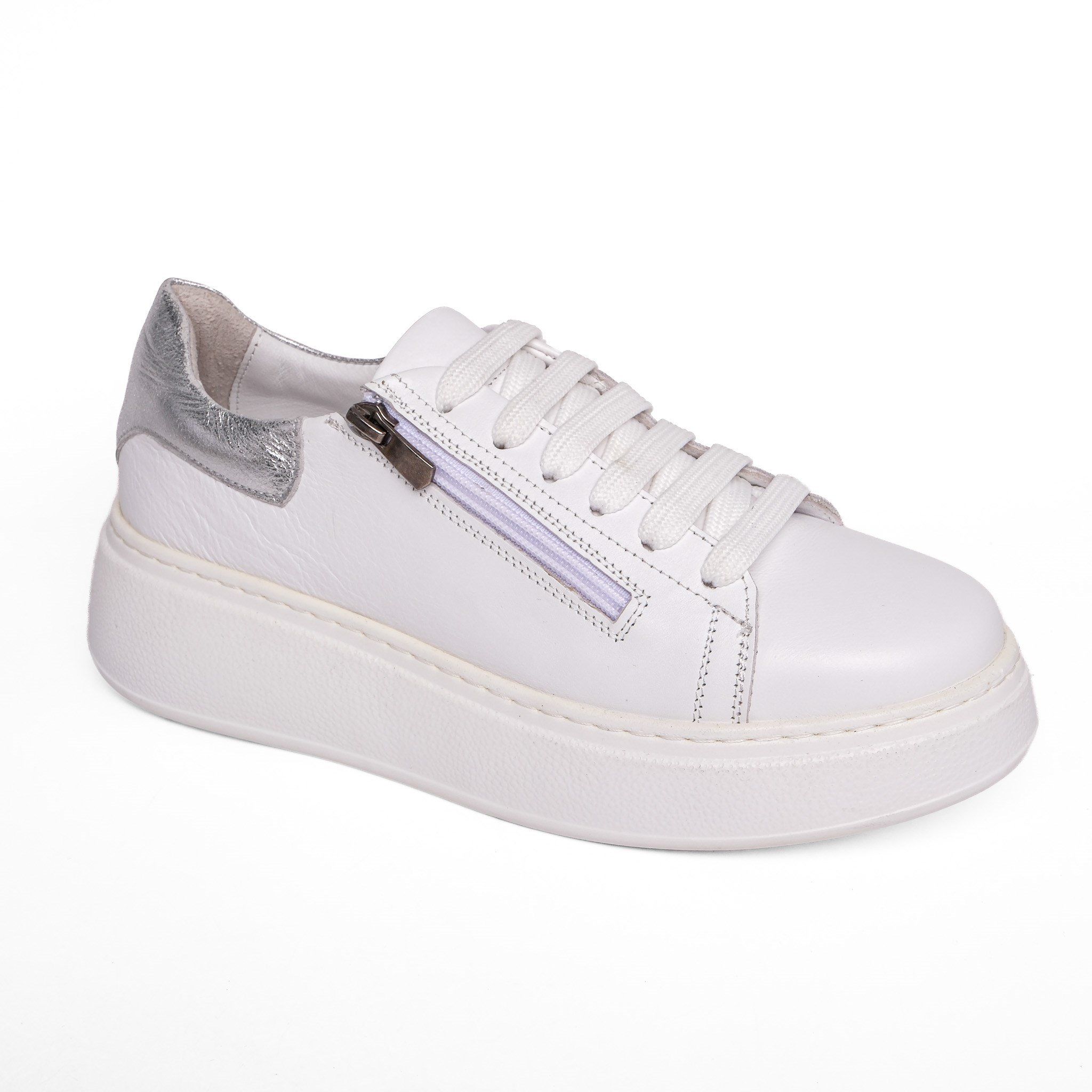 Ortoplus Deri Ortopedik Sneaker Kadın Ayakkabı EL117 BEYAZ - OrtoPlus