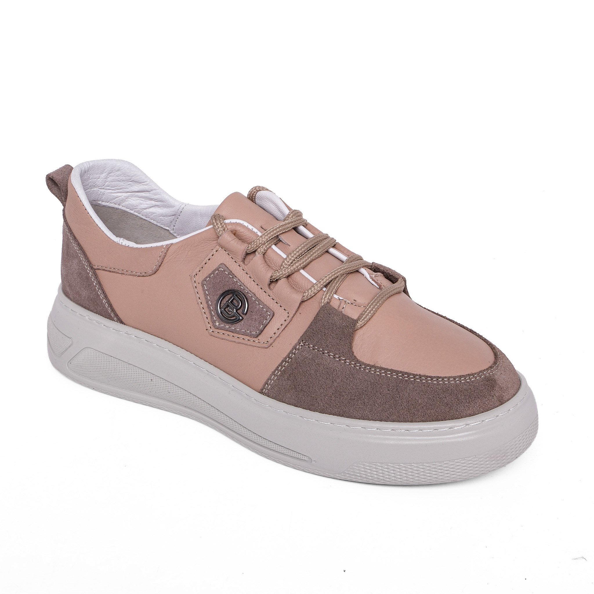 Ortoplus Deri Ortopedik Sneaker Kadın Ayakkabı S8030 VİZON - OrtoPlus