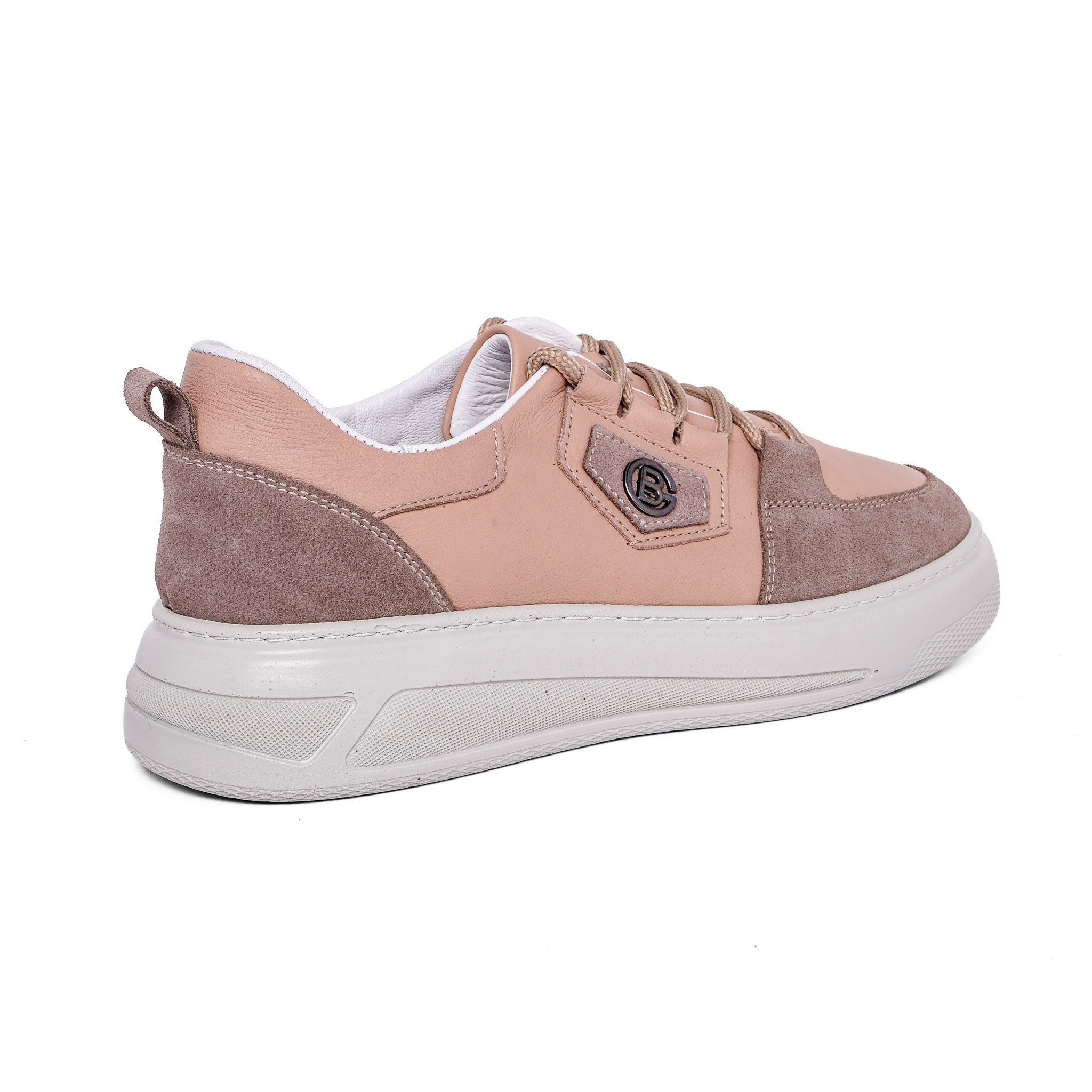 Ortoplus Deri Ortopedik Sneaker Kadın Ayakkabı S8030 VİZON - OrtoPlus