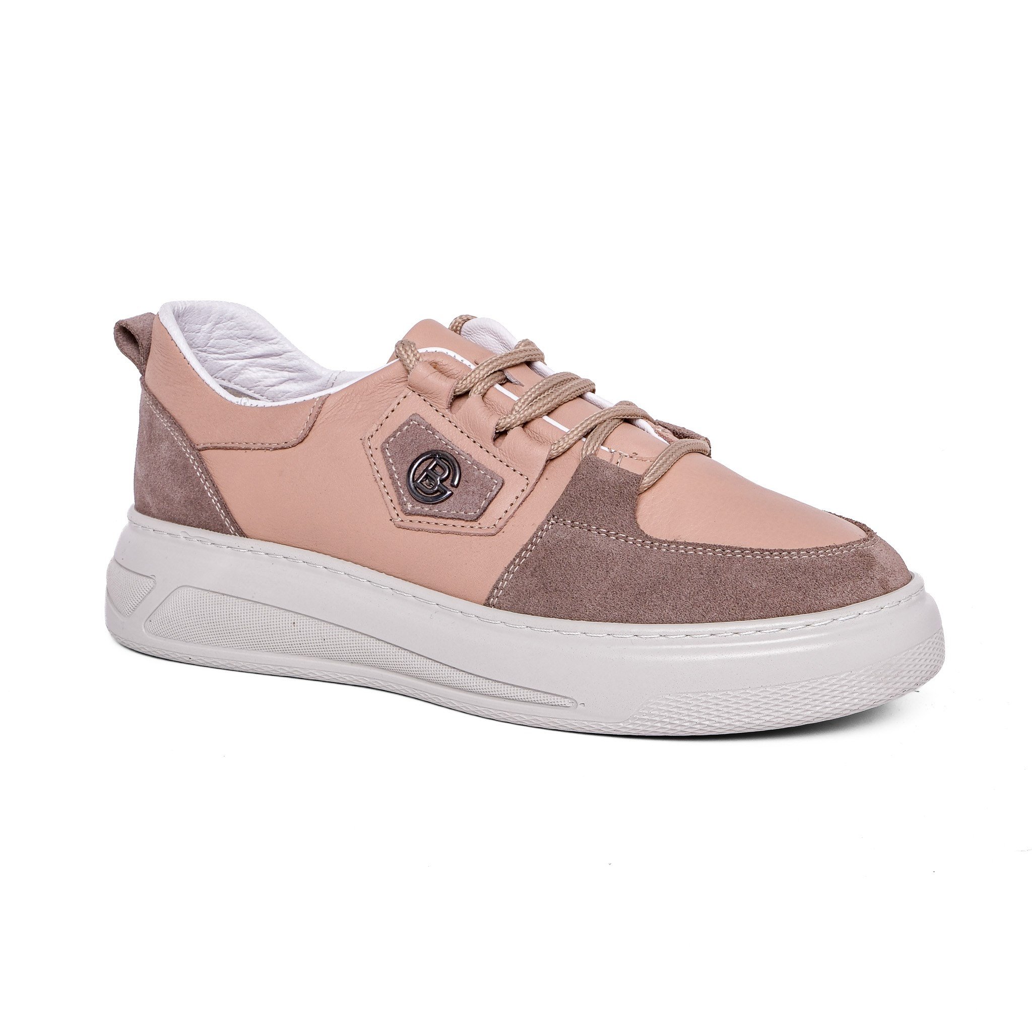 Ortoplus Deri Ortopedik Sneaker Kadın Ayakkabı S8030 VİZON - OrtoPlus